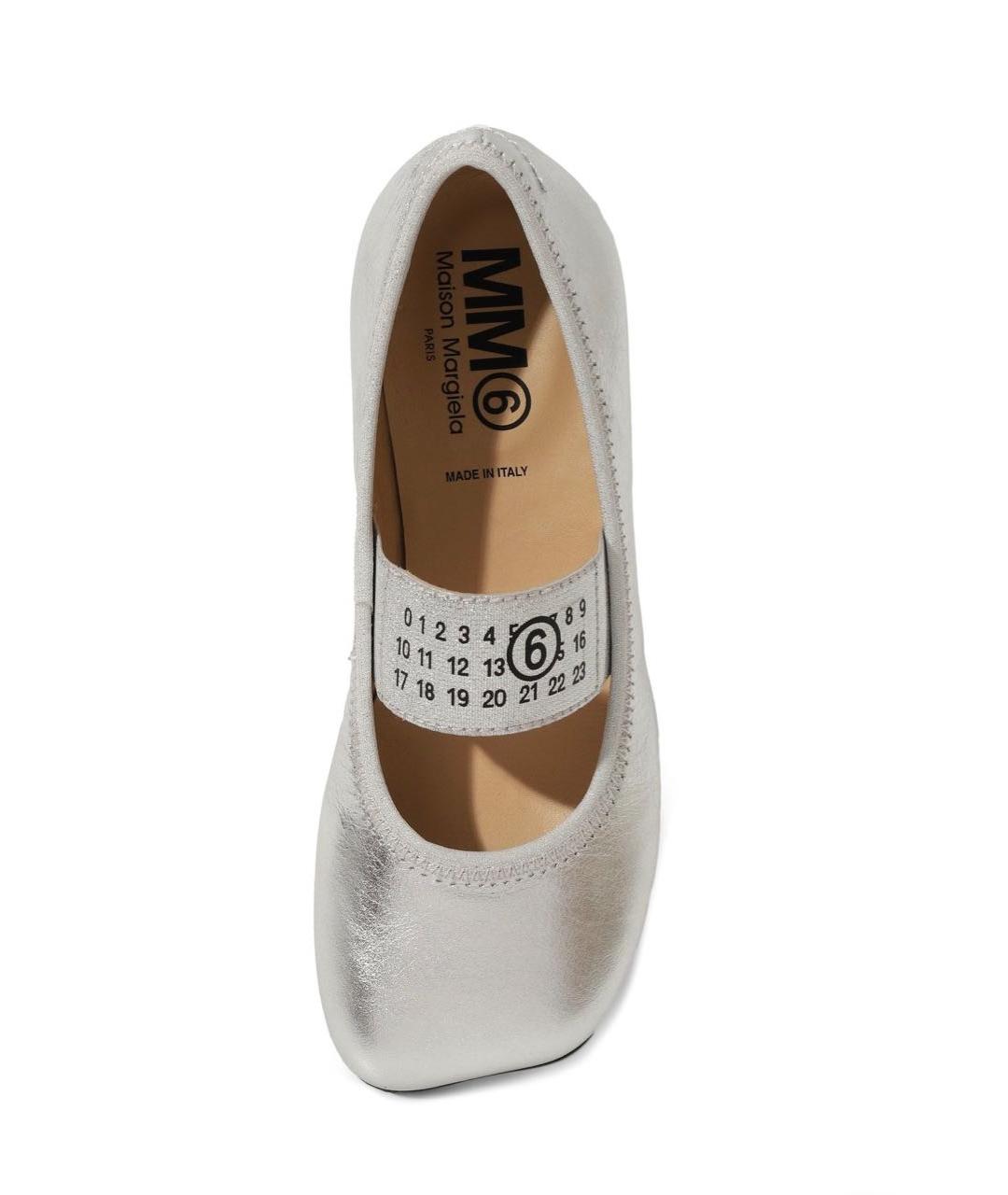 MM6 MAISON MARGIELA Серебряные кожаные туфли, фото 6