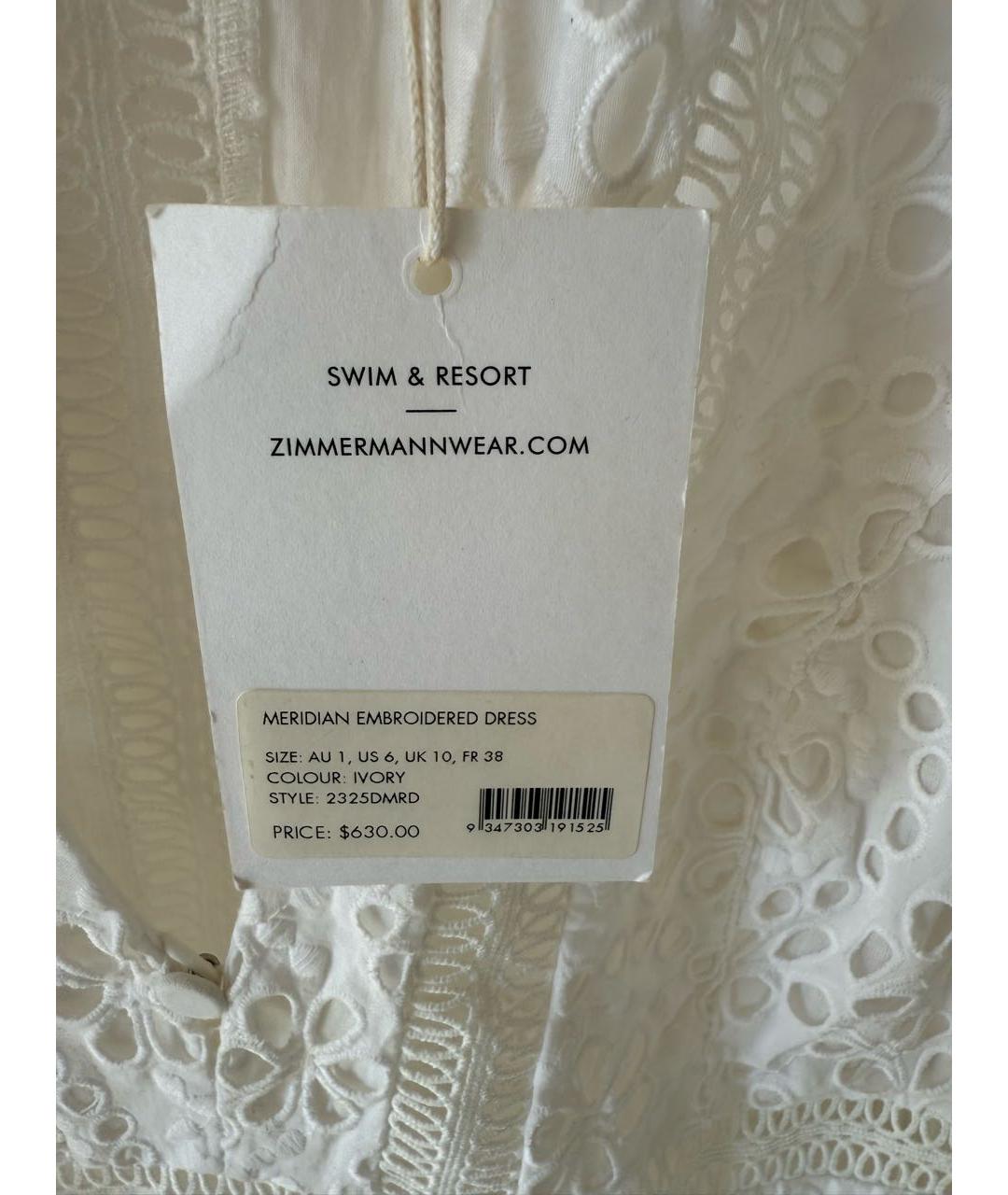 ZIMMERMANN Белое хлопковое повседневное платье, фото 4