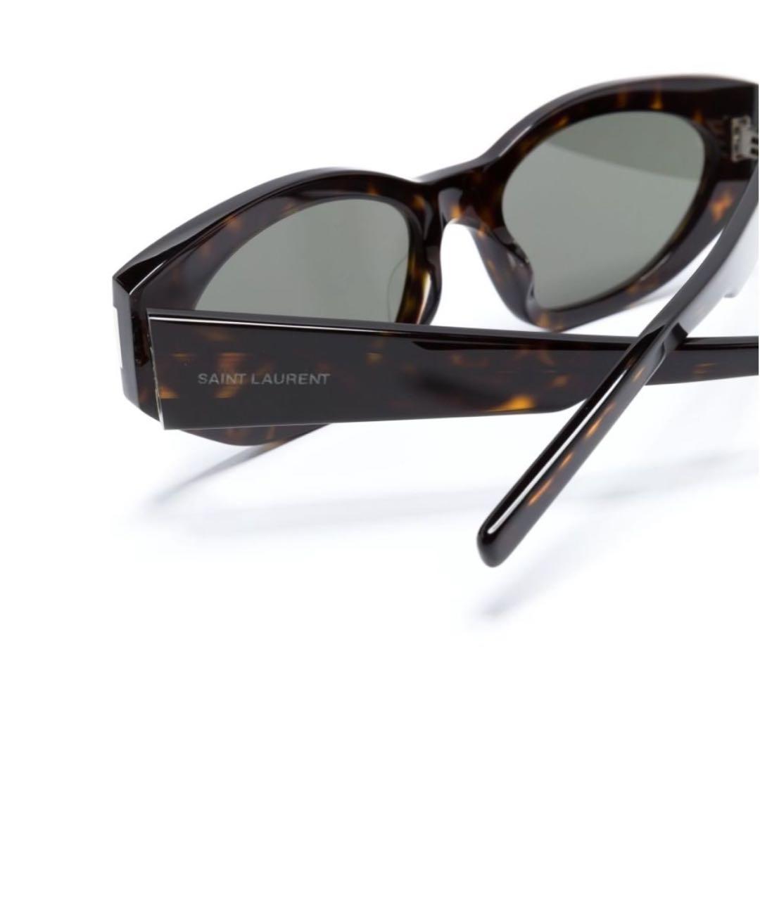 SAINT LAURENT Коричневые пластиковые солнцезащитные очки, фото 2