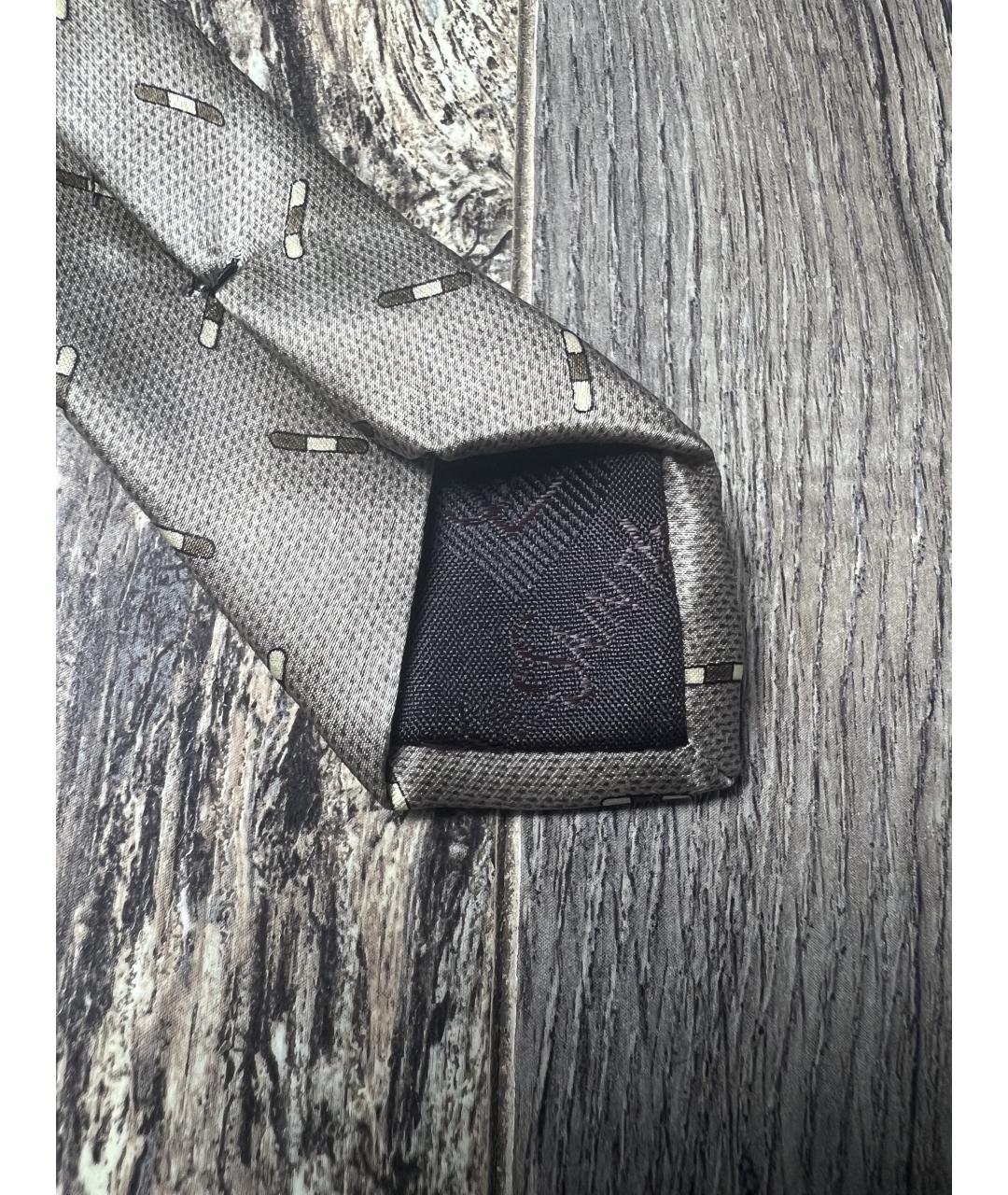 SAINT LAURENT Серый шелковый галстук, фото 3