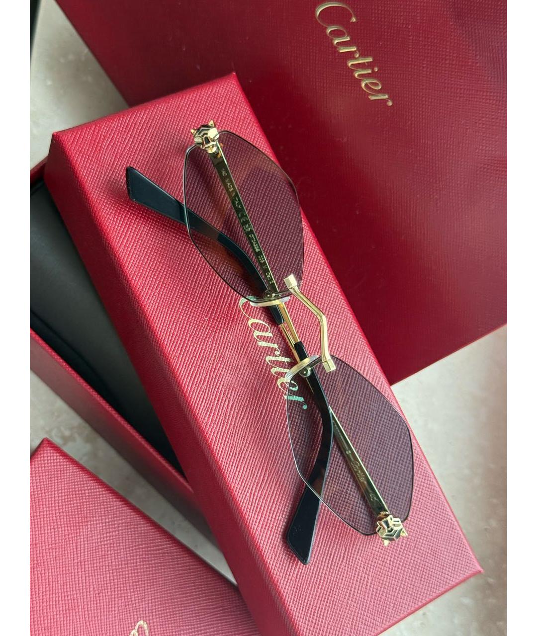 CARTIER Золотые металлические солнцезащитные очки, фото 7