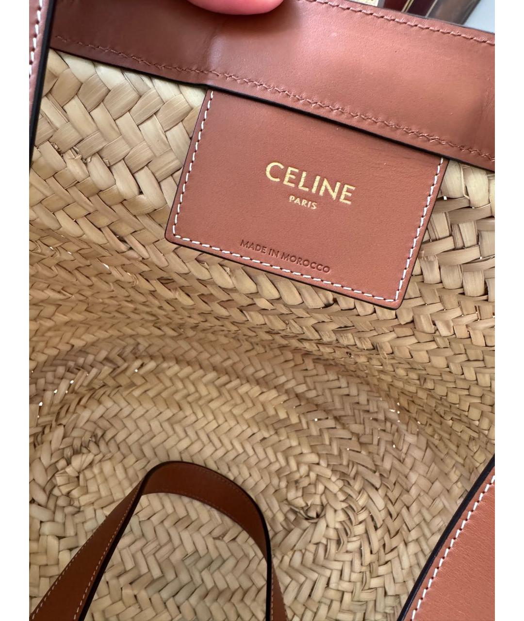 CELINE Бежевая плетеная пляжная сумка, фото 4