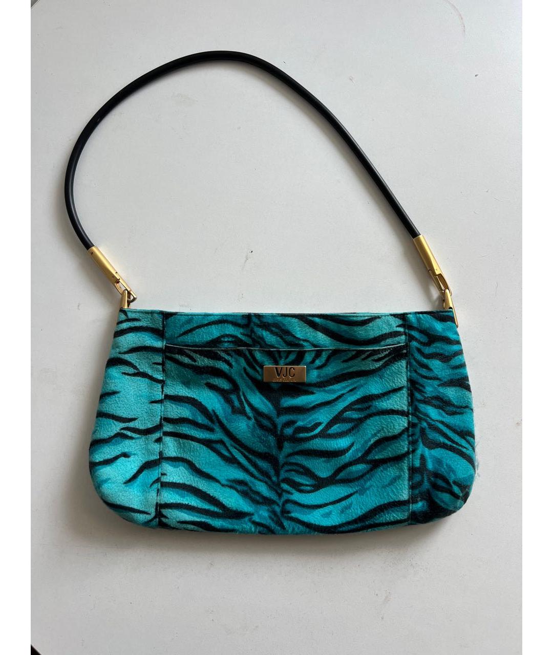 VERSACE JEANS COUTURE Бирюзовая тканевая сумка с короткими ручками, фото 6