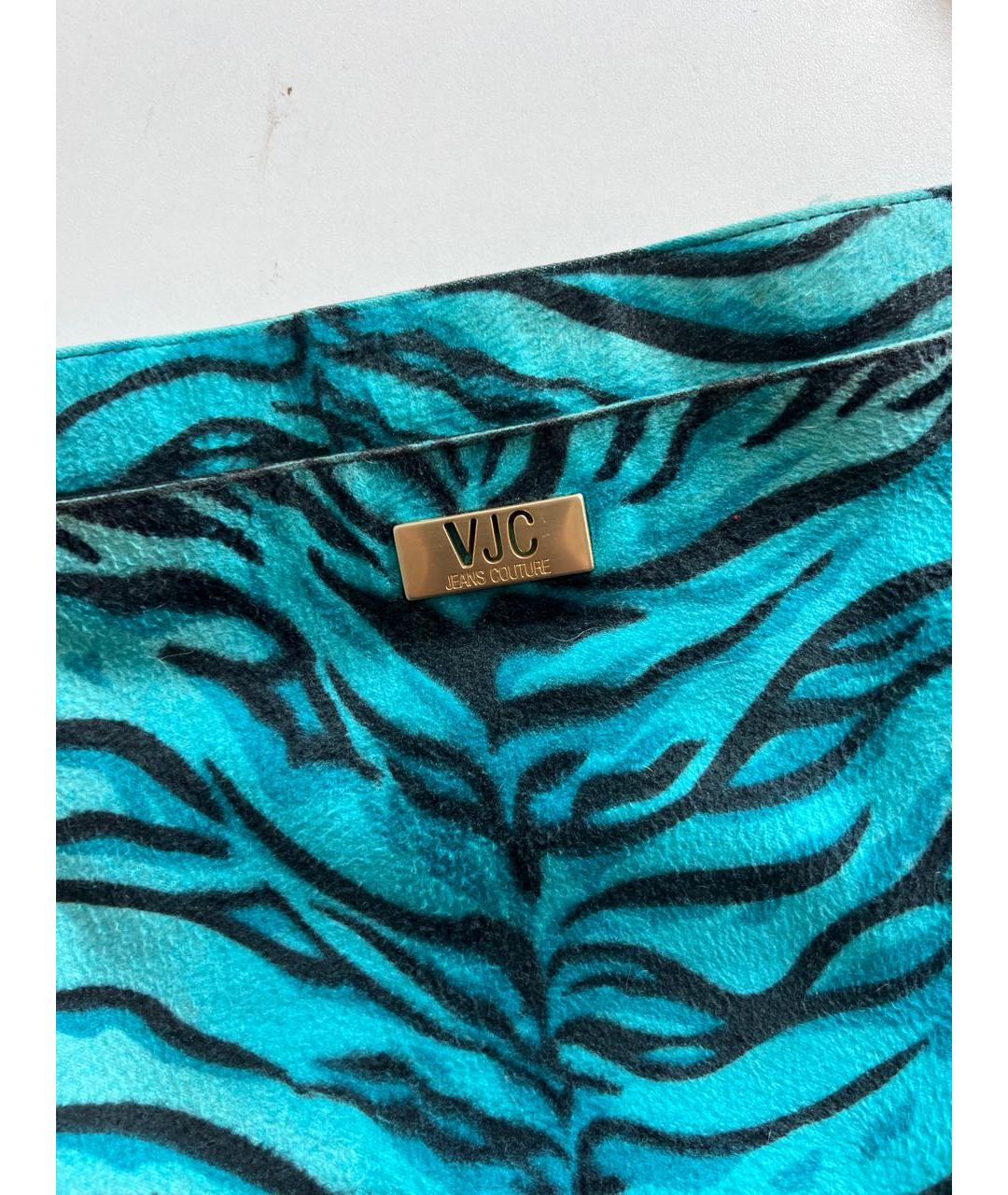 VERSACE JEANS COUTURE Бирюзовая тканевая сумка с короткими ручками, фото 3