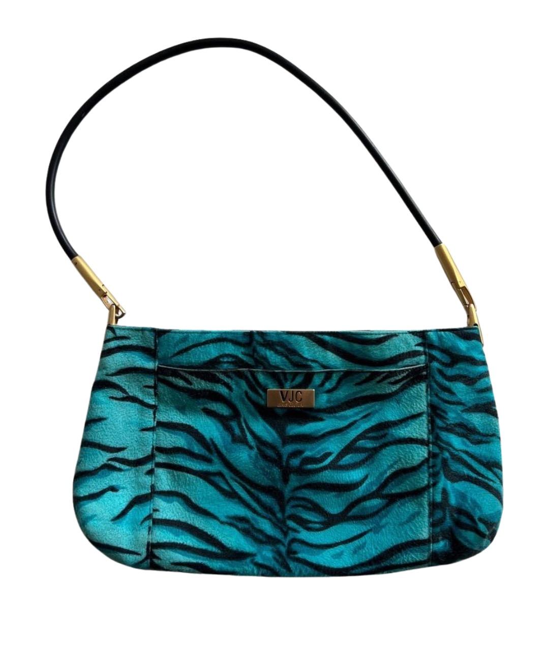 VERSACE JEANS COUTURE Бирюзовая тканевая сумка с короткими ручками, фото 1