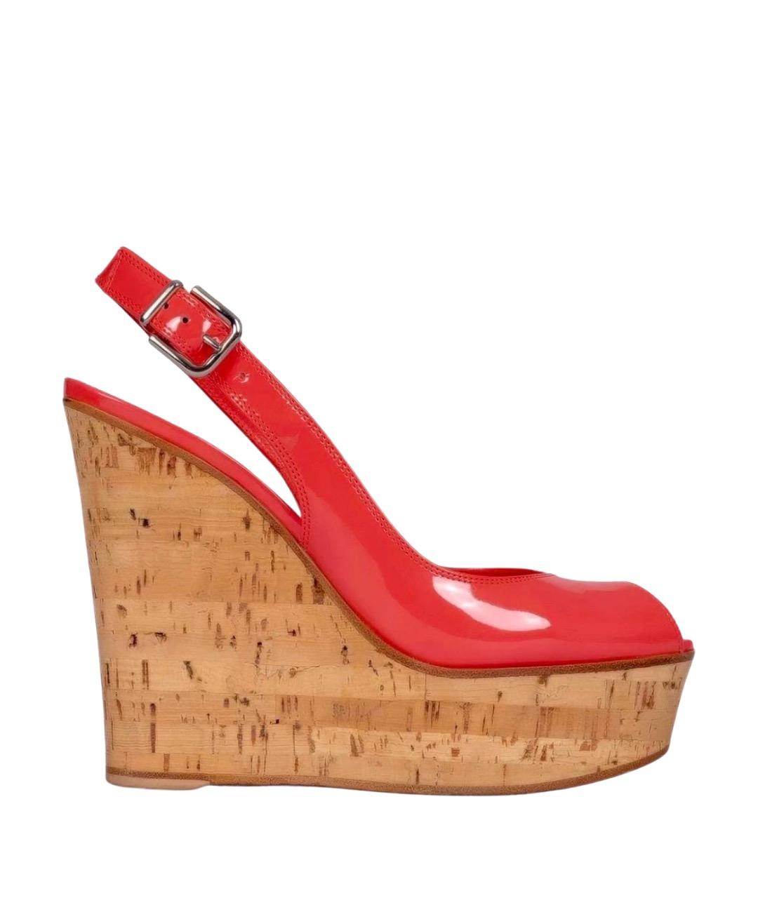 GIANVITO ROSSI Коралловые кожаные босоножки, фото 1