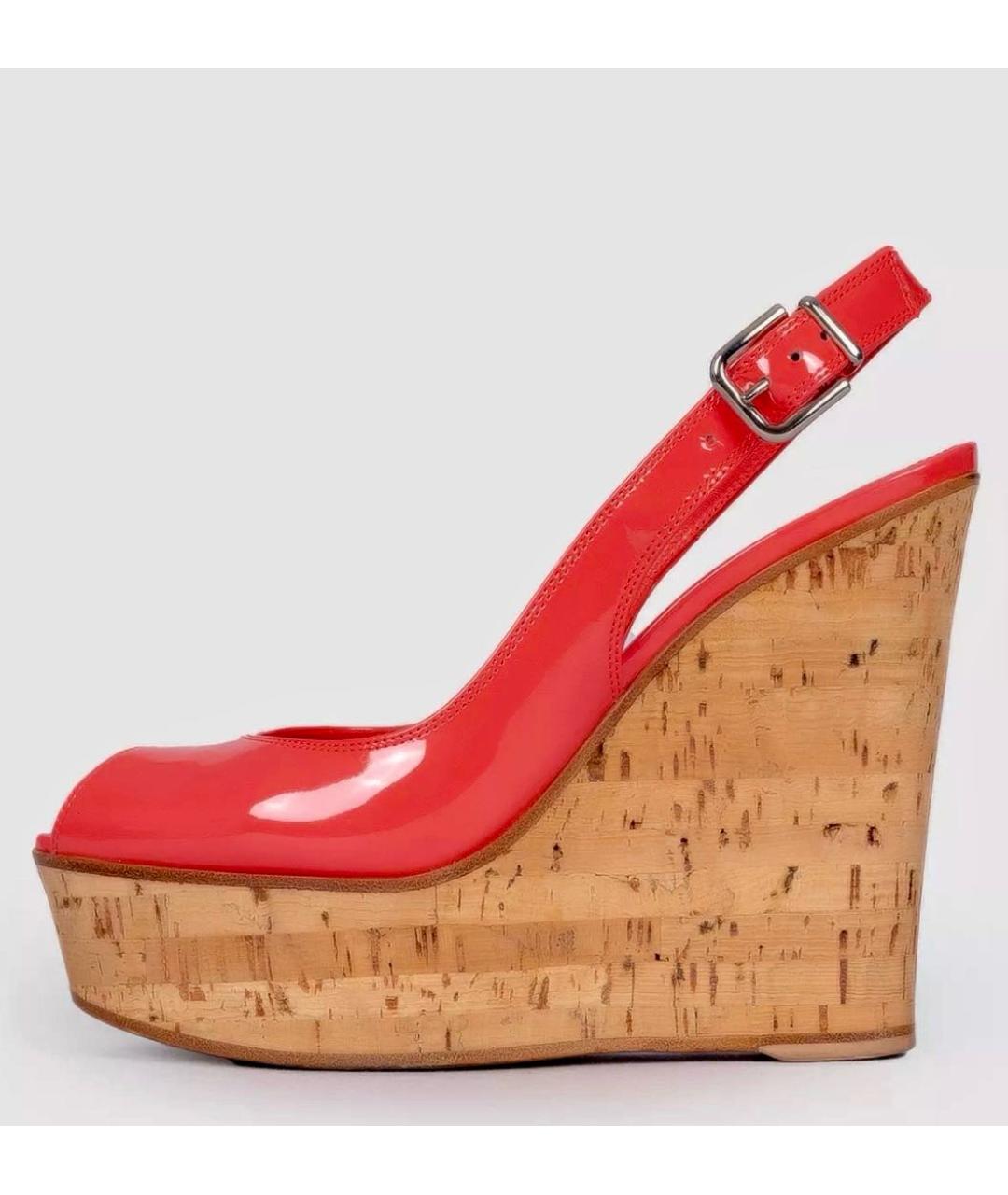 GIANVITO ROSSI Коралловые кожаные босоножки, фото 8