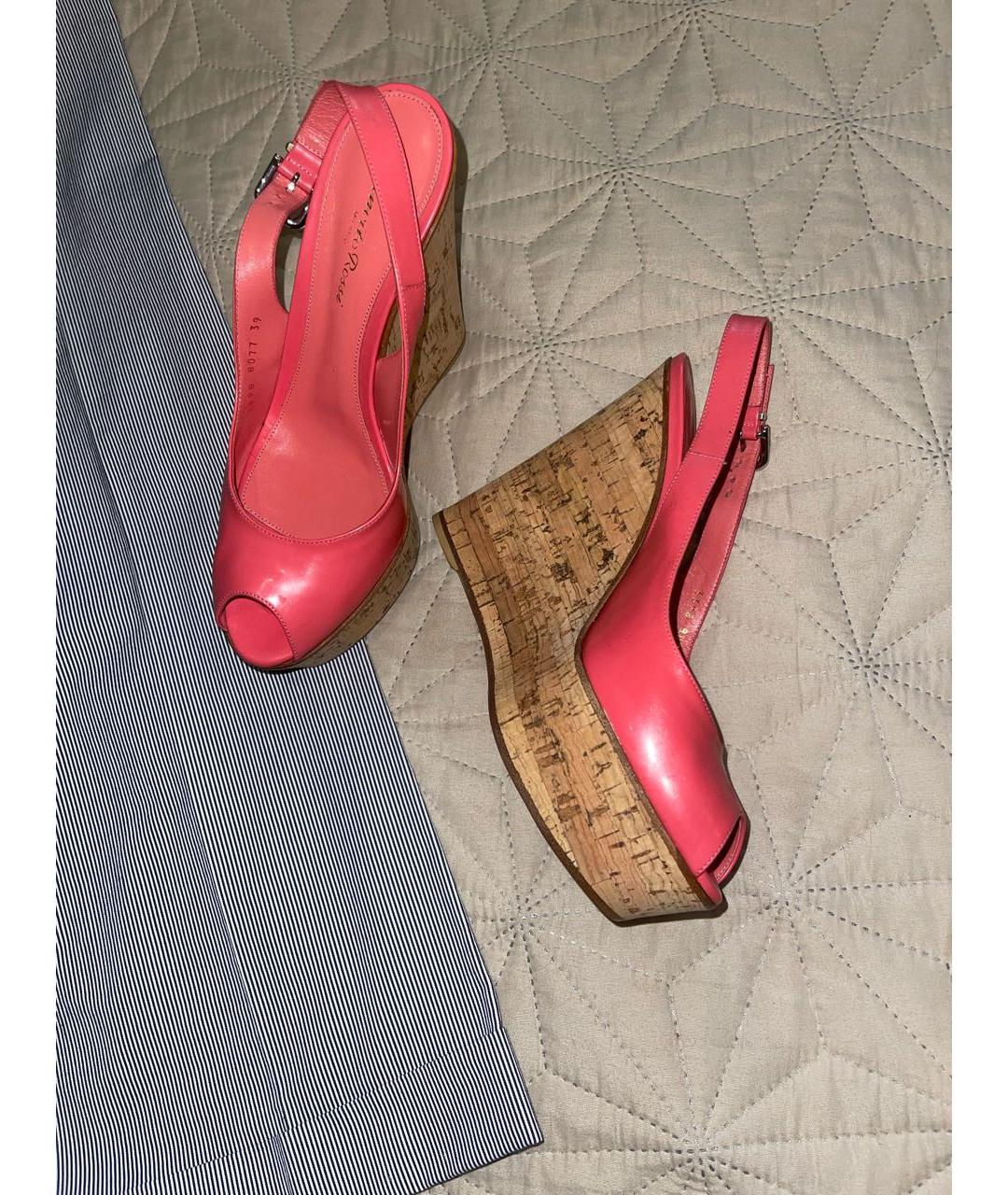 GIANVITO ROSSI Коралловые кожаные босоножки, фото 6