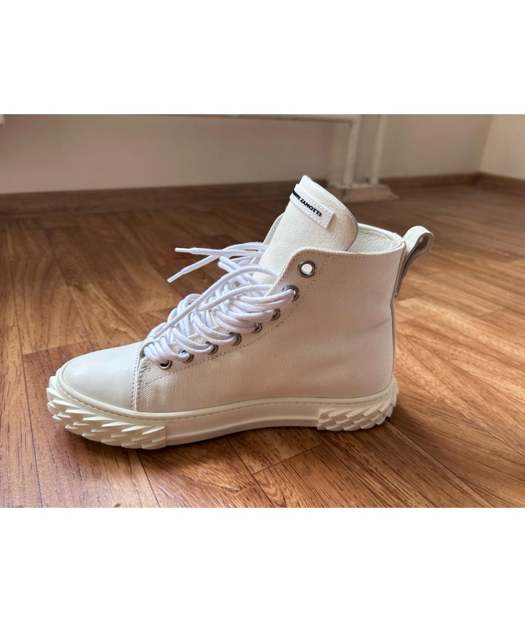 GIUSEPPE ZANOTTI DESIGN Белые кожаные кеды, фото 5