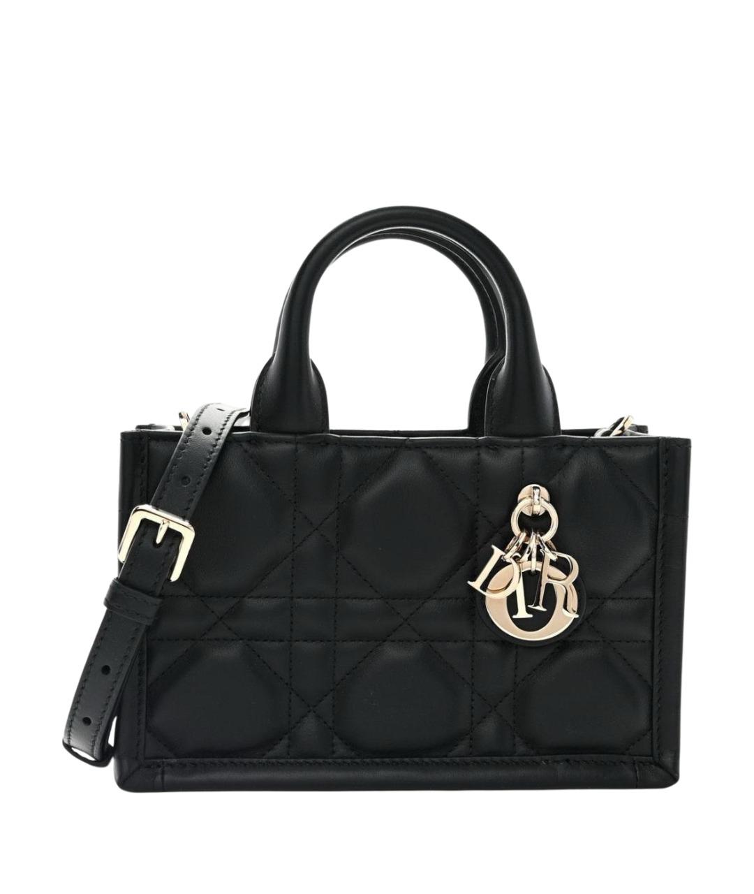 CHRISTIAN DIOR Черная кожаная сумка с короткими ручками, фото 1