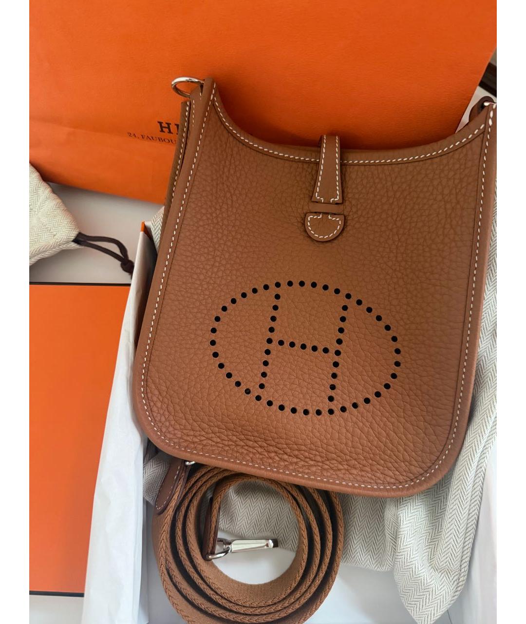 HERMES Коричневая кожаная сумка через плечо, фото 4