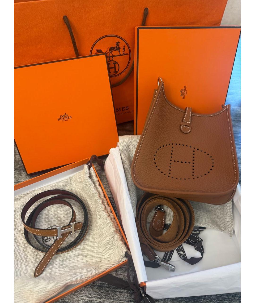 HERMES Коричневая кожаная сумка через плечо, фото 3