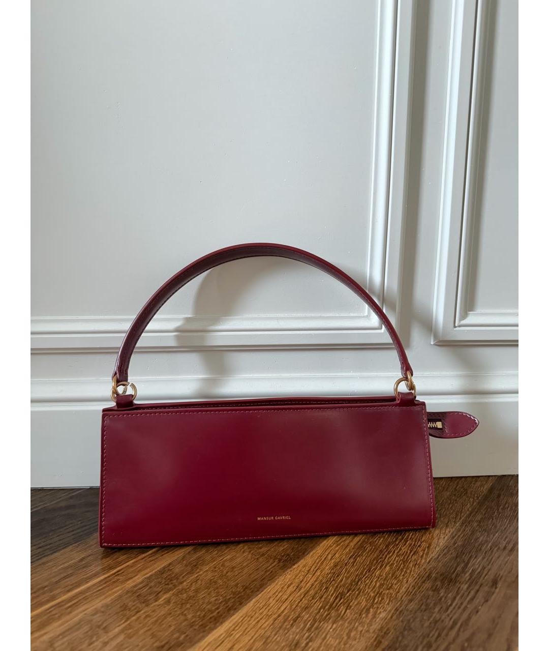 MANSUR GAVRIEL Бордовая кожаная сумка с короткими ручками, фото 5