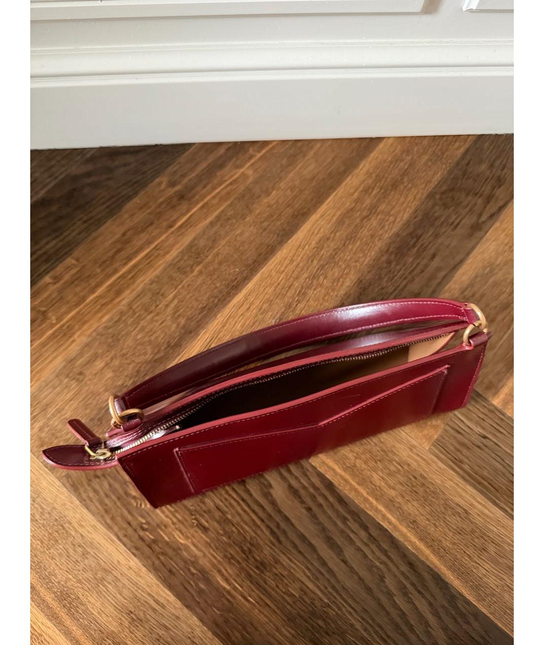 MANSUR GAVRIEL Бордовая кожаная сумка с короткими ручками, фото 4