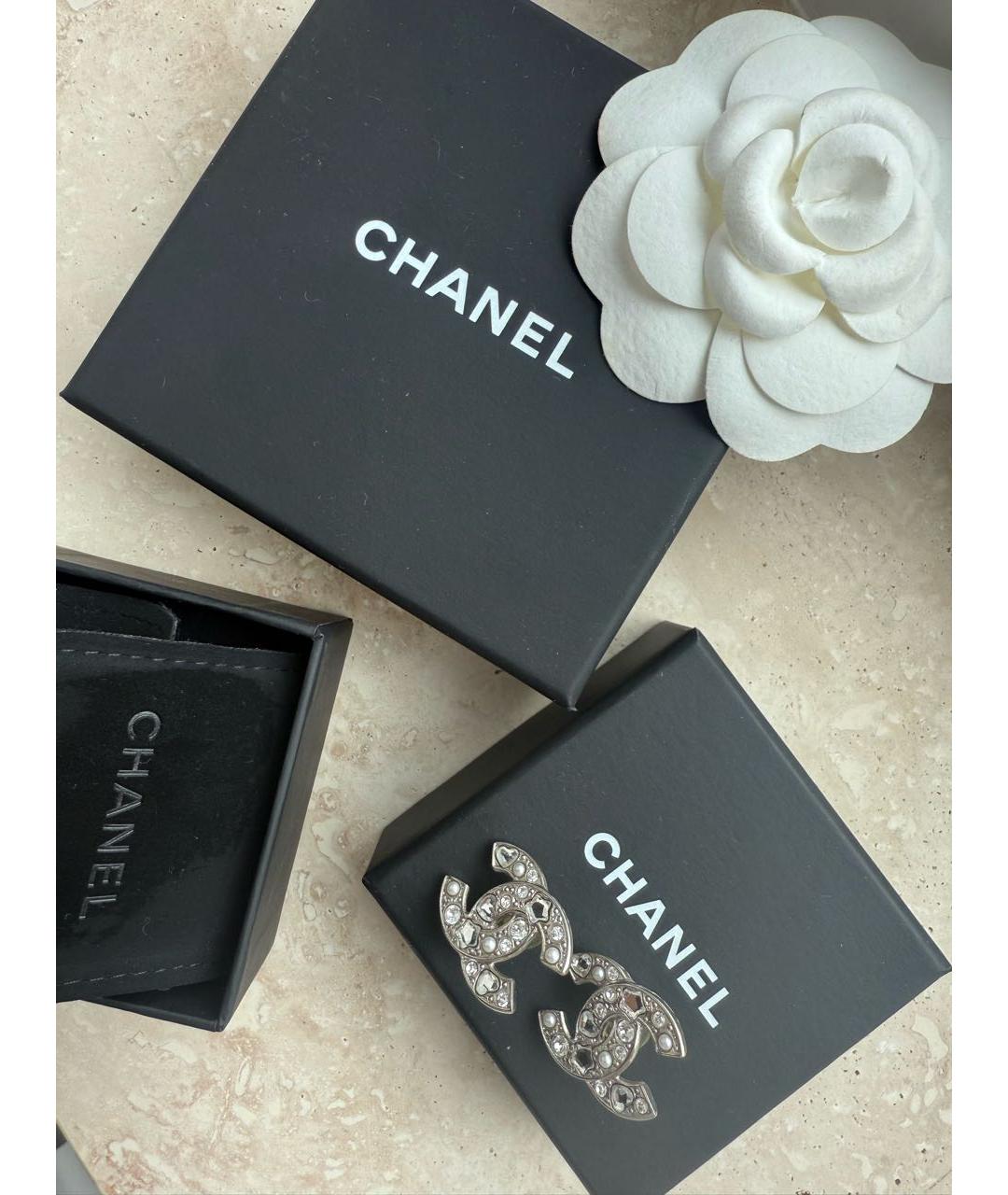 CHANEL Серебряные металлические серьги, фото 3