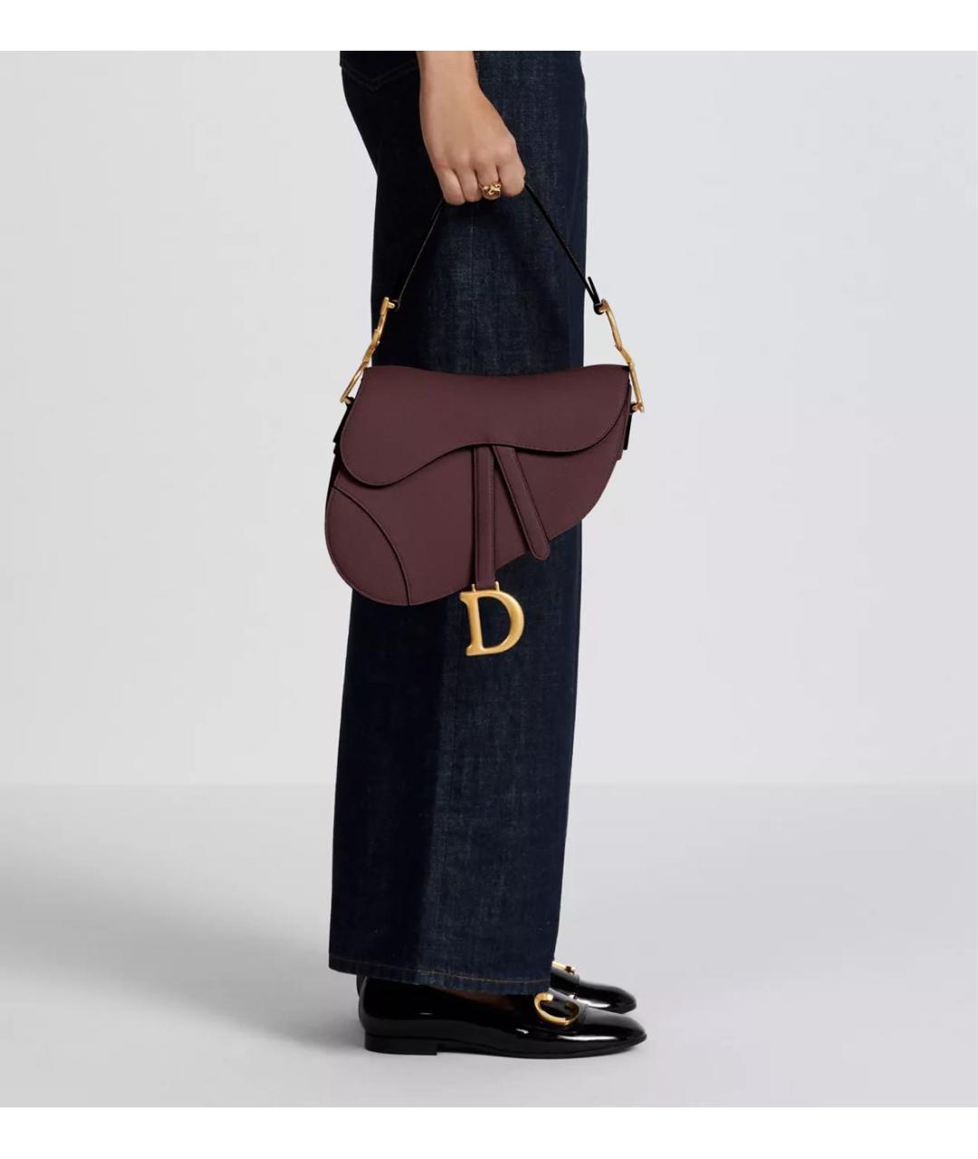 CHRISTIAN DIOR Бордовая кожаная сумка через плечо, фото 2