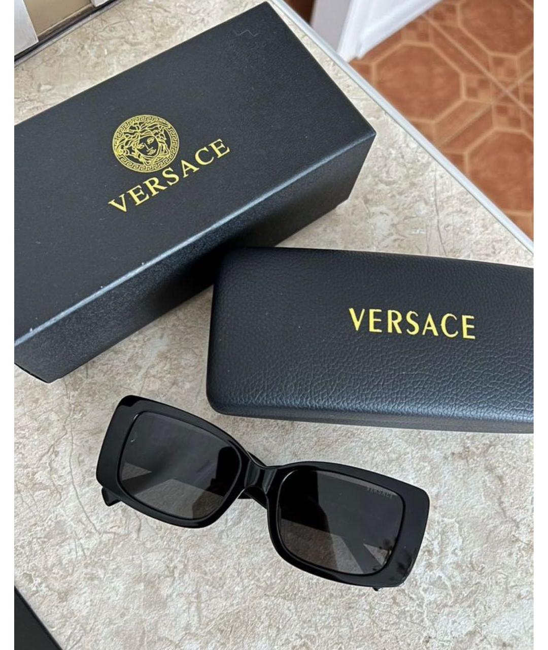 VERSACE Черные пластиковые солнцезащитные очки, фото 5