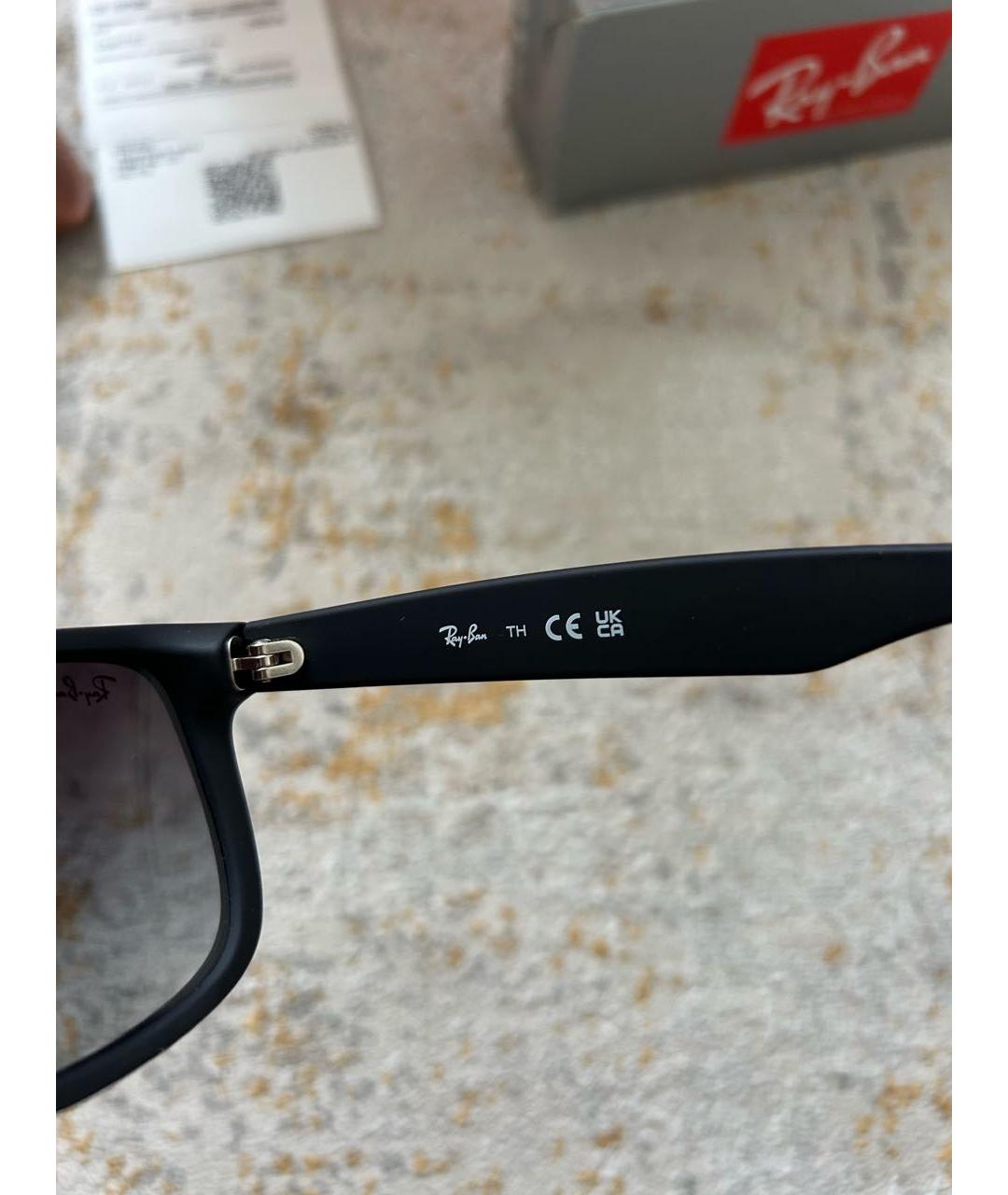 RAY BAN Черные пластиковые солнцезащитные очки, фото 6