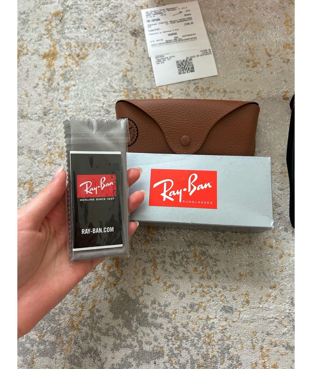 RAY BAN Черные пластиковые солнцезащитные очки, фото 4