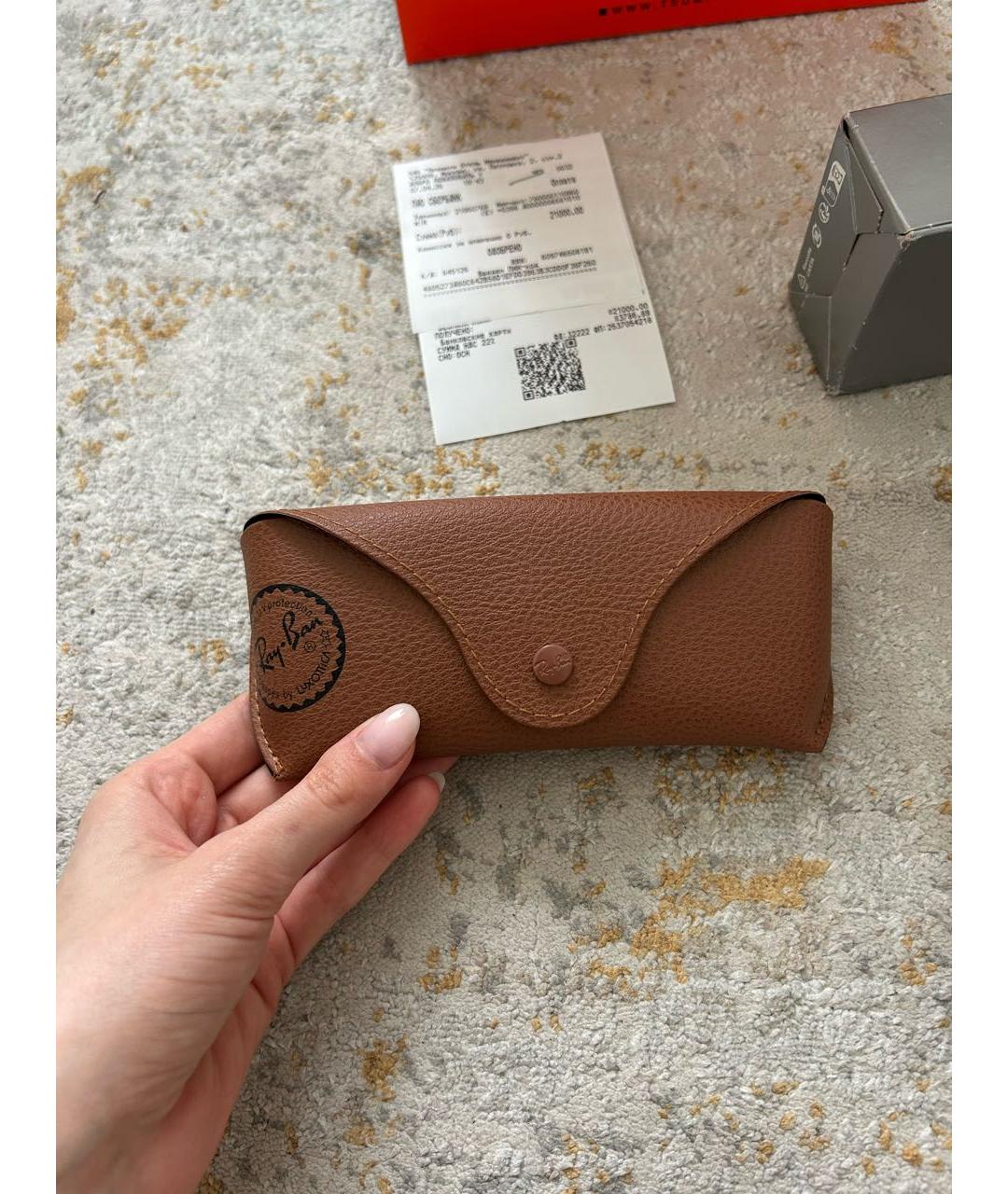 RAY BAN Черные пластиковые солнцезащитные очки, фото 7