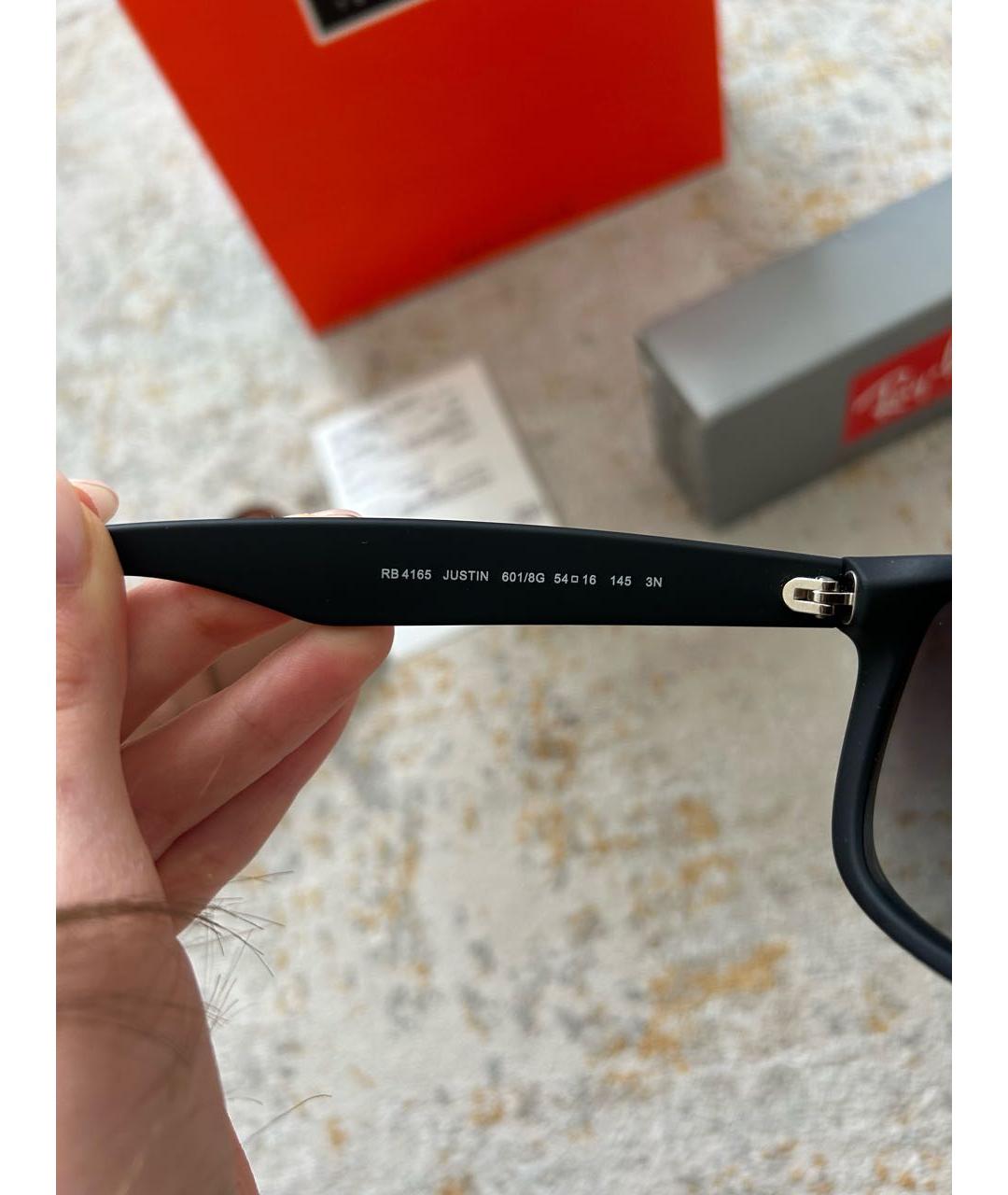RAY BAN Черные пластиковые солнцезащитные очки, фото 5