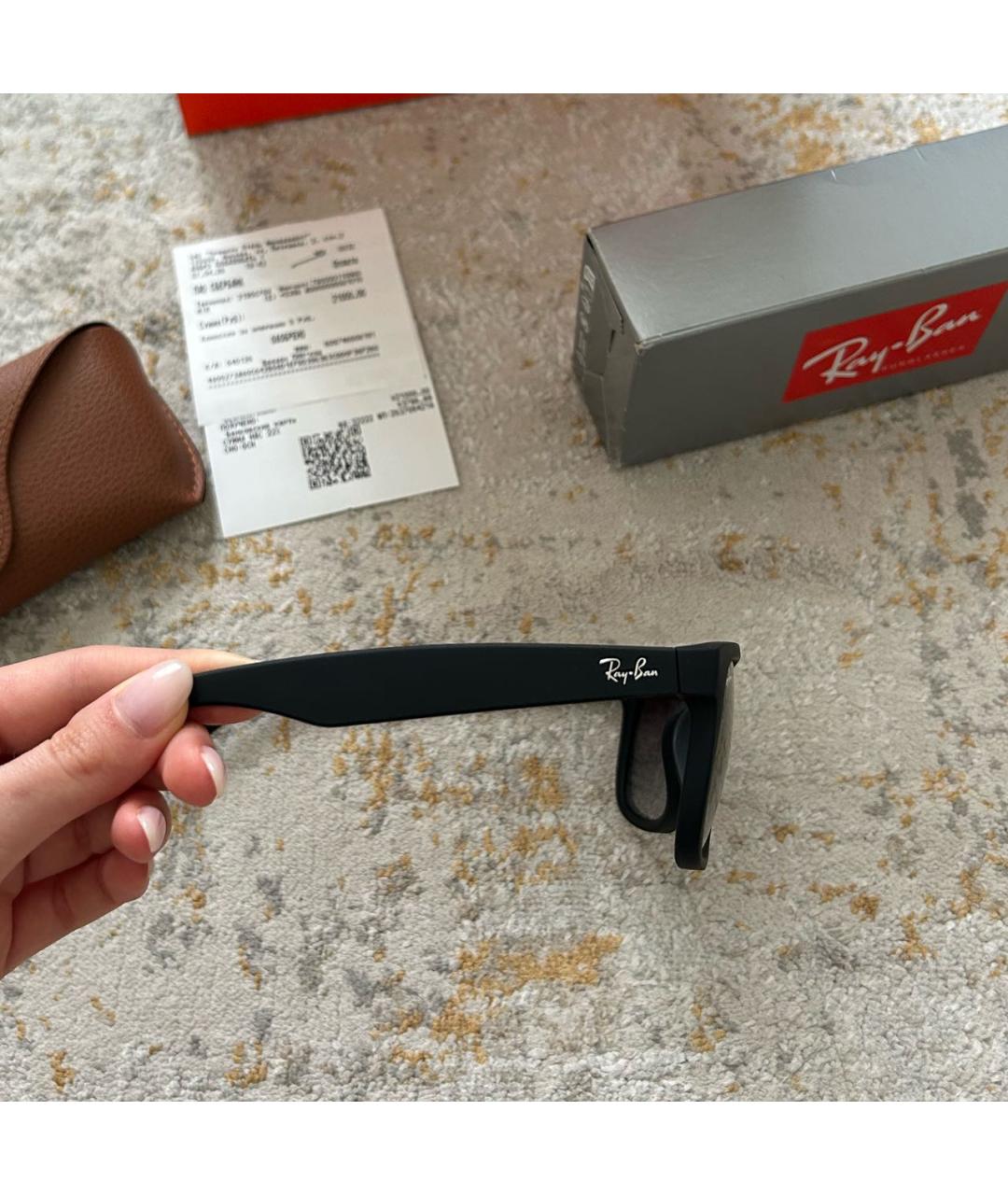 RAY BAN Черные пластиковые солнцезащитные очки, фото 3