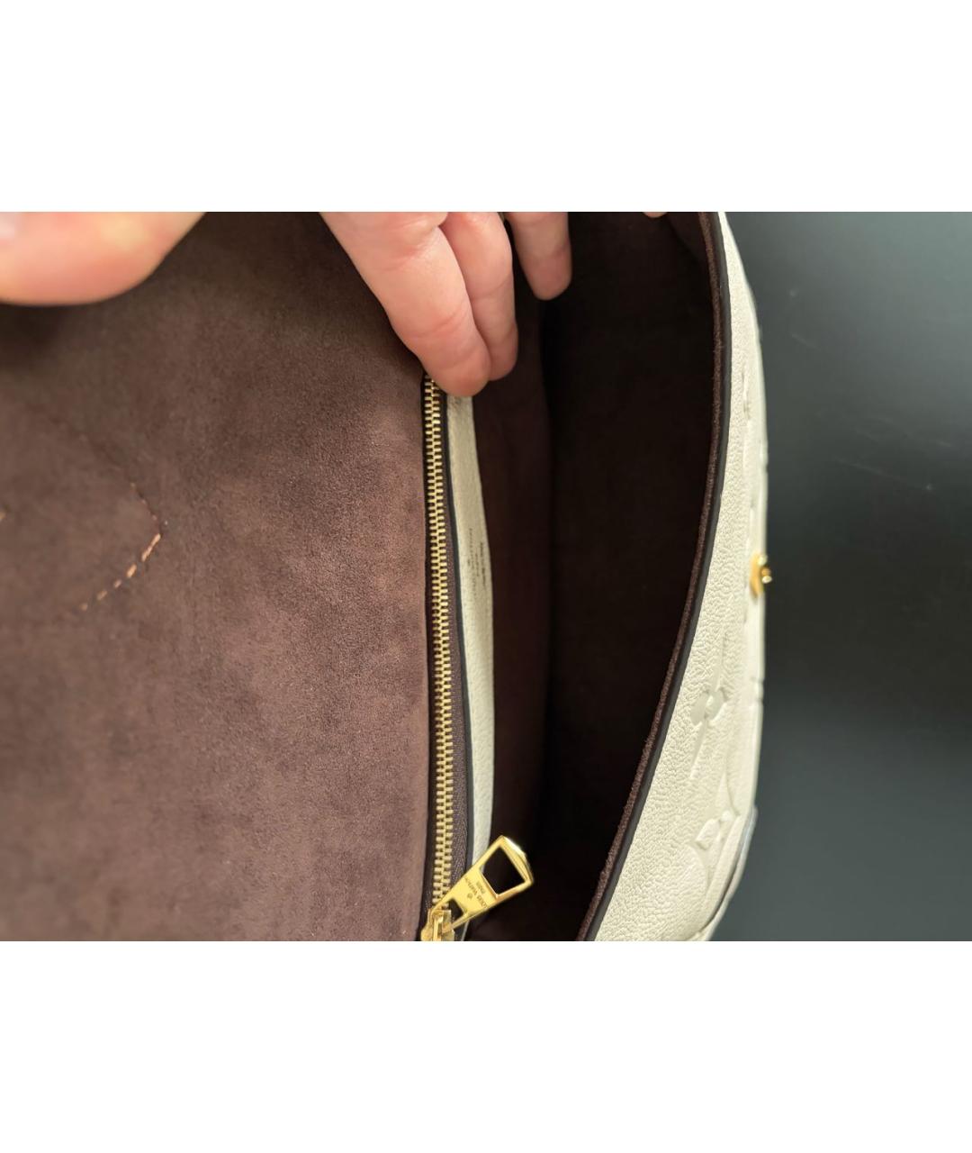 LOUIS VUITTON Бежевая кожаная сумка через плечо, фото 4