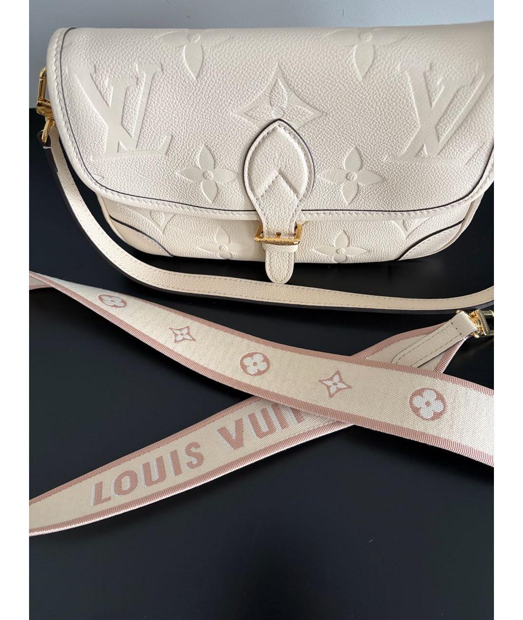 LOUIS VUITTON Бежевая кожаная сумка через плечо, фото 7