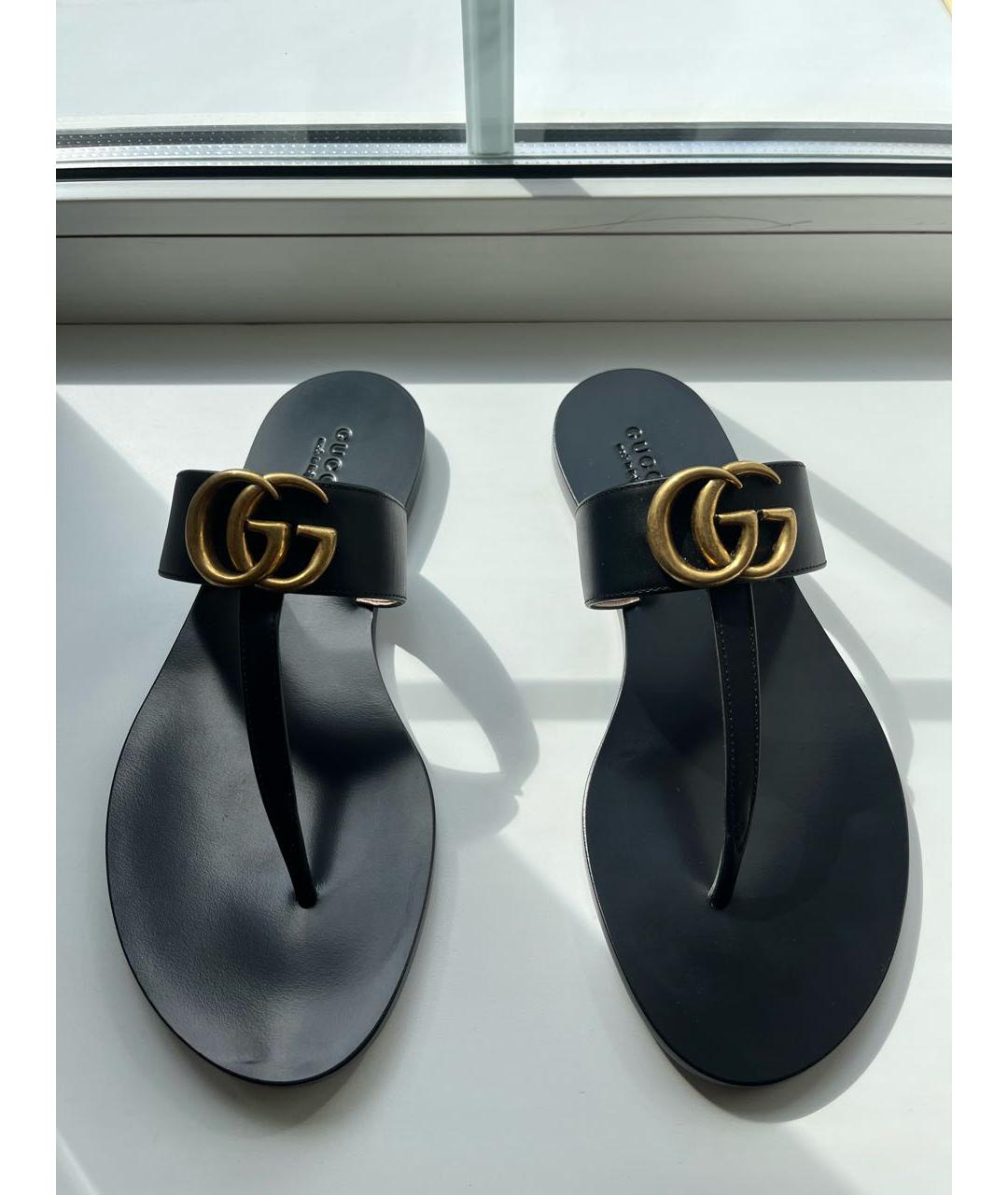 GUCCI Черные кожаные сандалии, фото 2