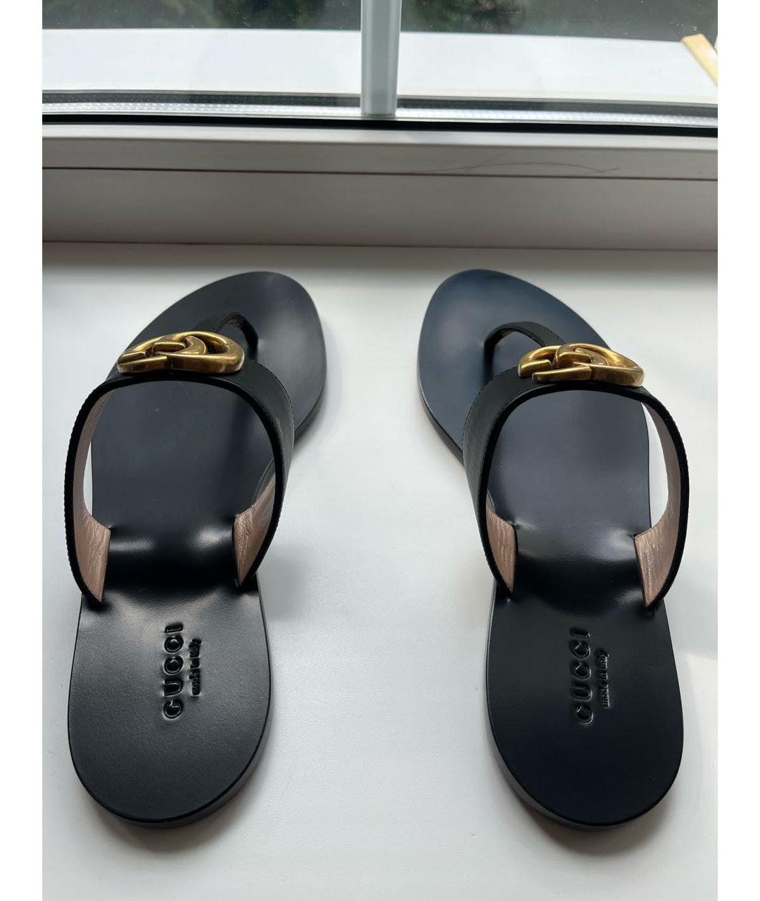 GUCCI Черные кожаные сандалии, фото 3
