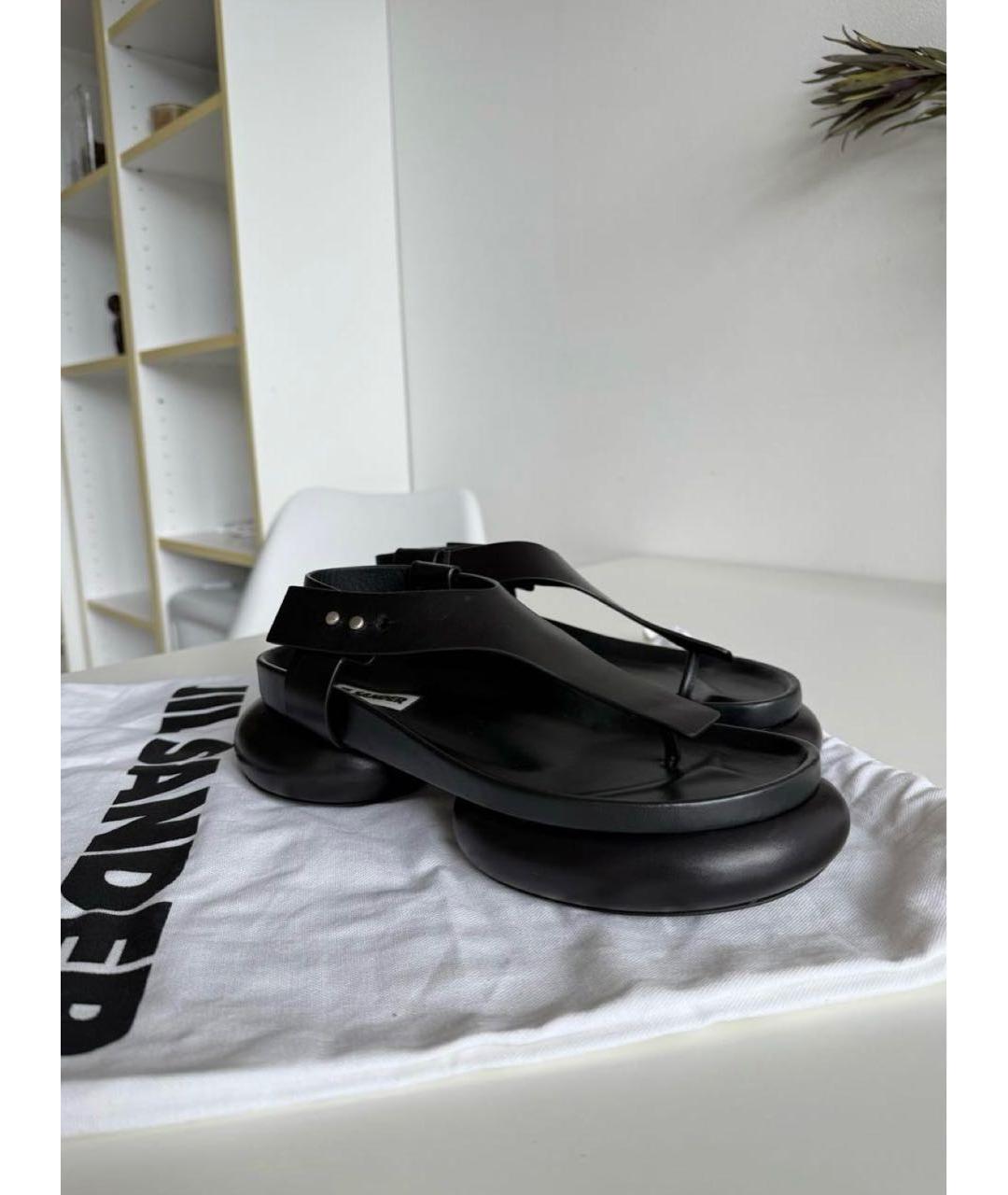 JIL SANDER Черные кожаные босоножки, фото 6