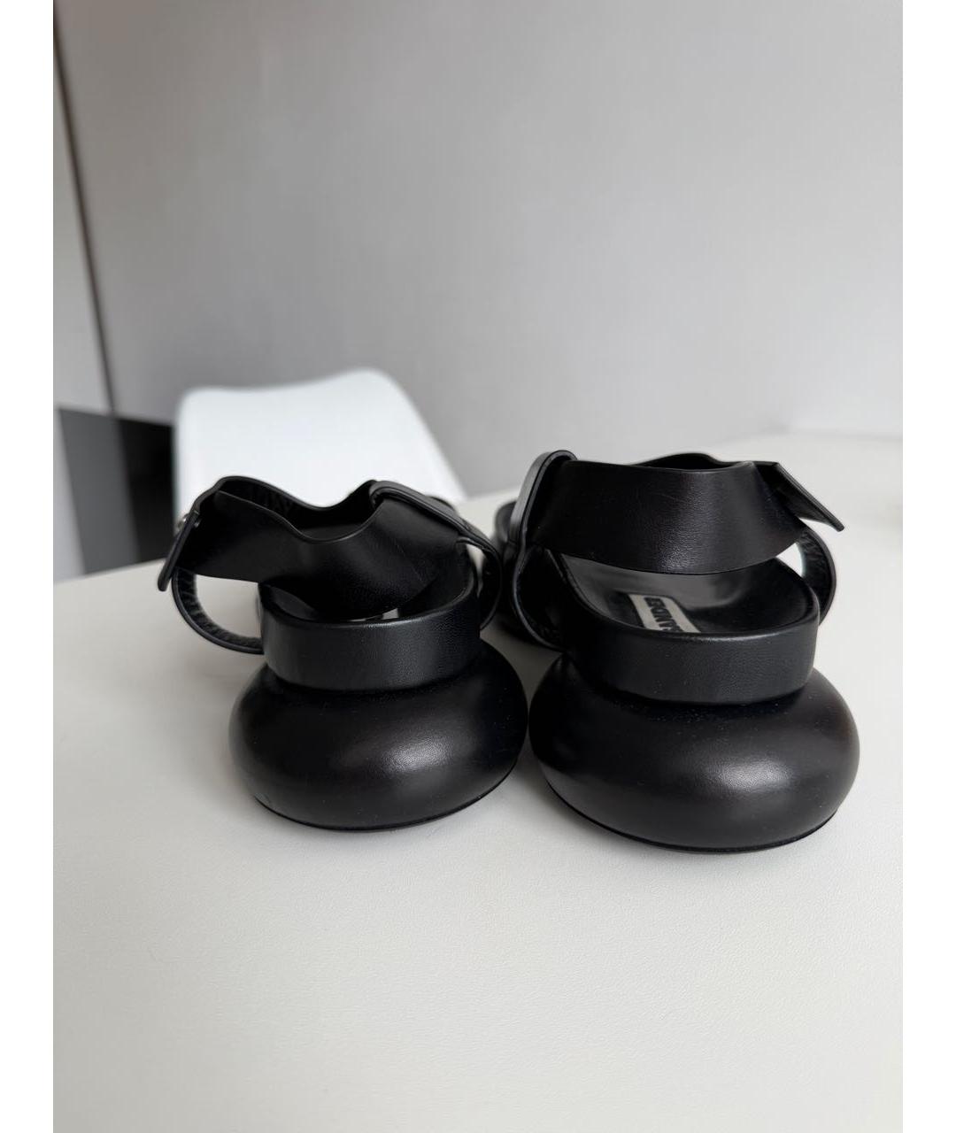 JIL SANDER Черные кожаные босоножки, фото 4