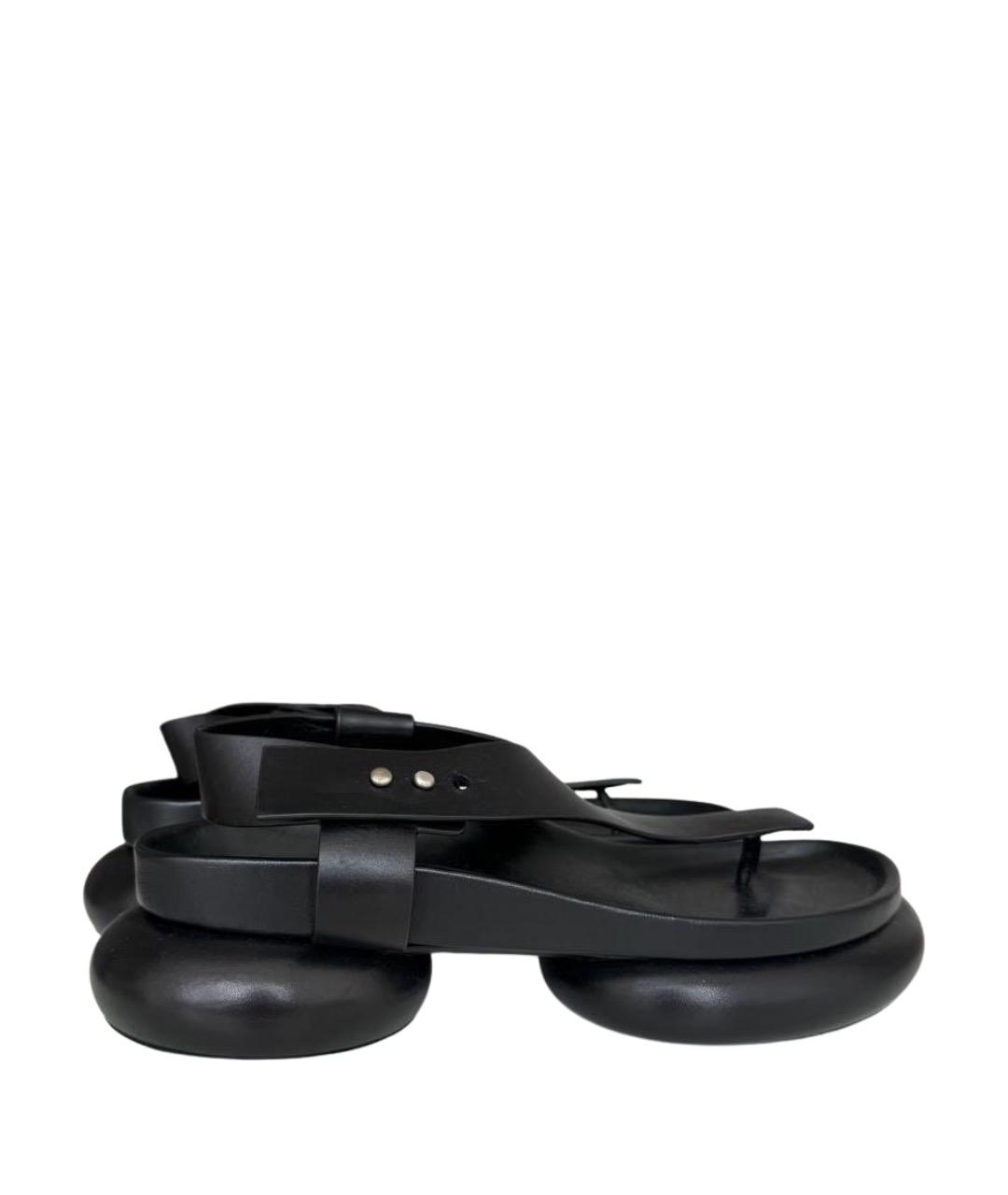 JIL SANDER Черные кожаные босоножки, фото 1