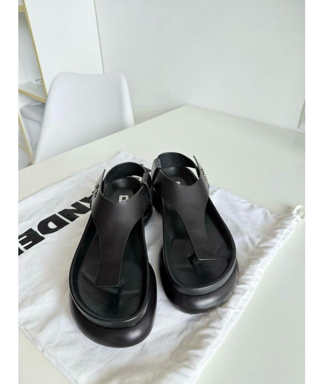 JIL SANDER Черные кожаные босоножки, фото 2