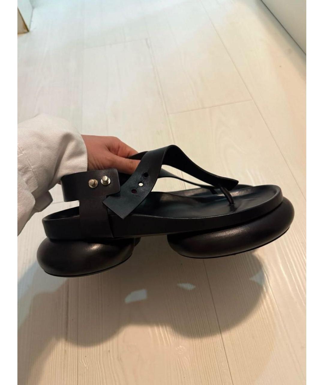 JIL SANDER Черные кожаные босоножки, фото 5