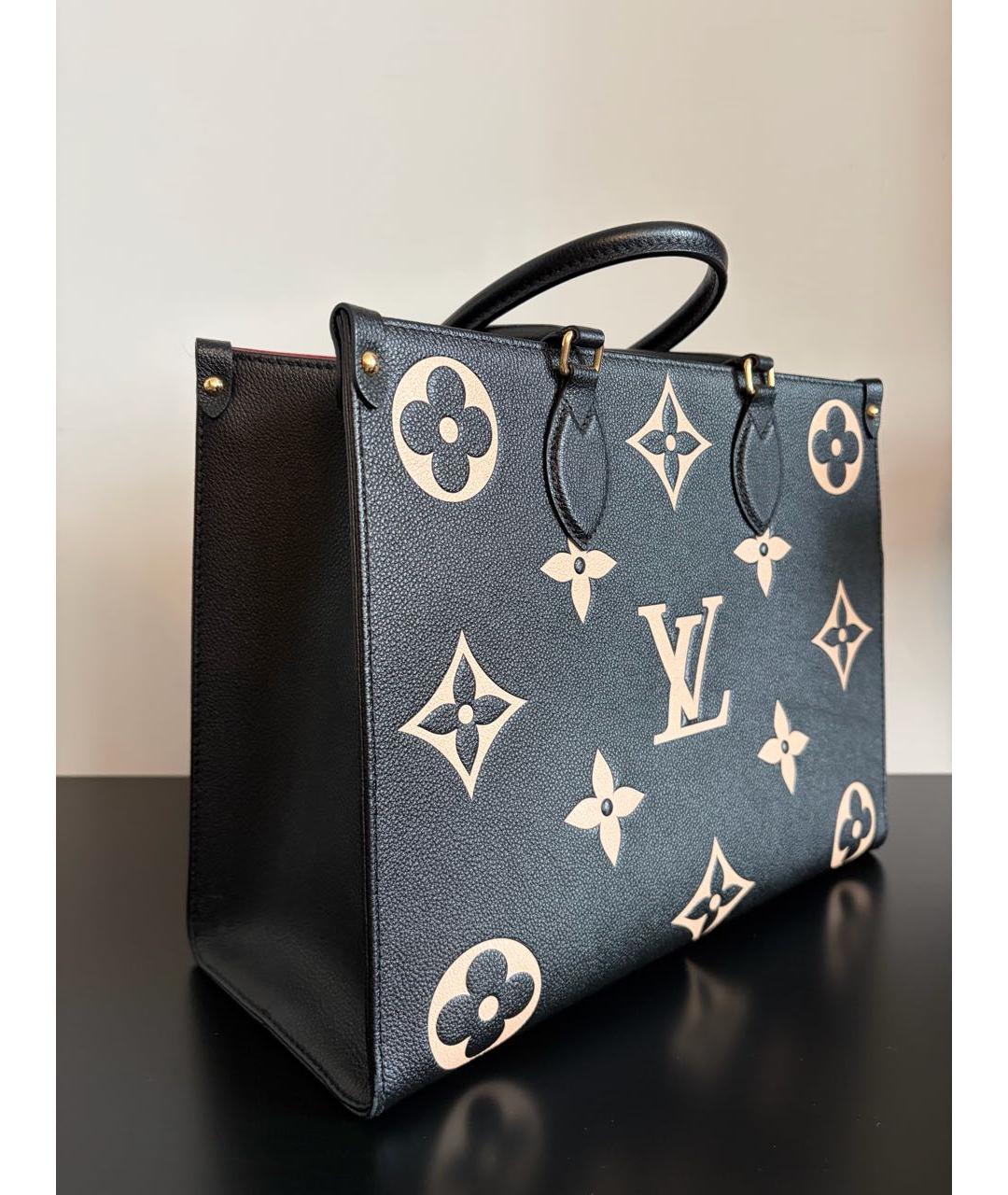 LOUIS VUITTON Черная кожаная сумка тоут, фото 3