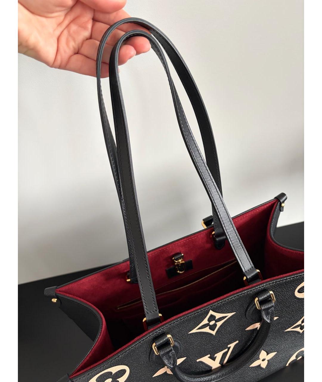 LOUIS VUITTON Черная кожаная сумка тоут, фото 5