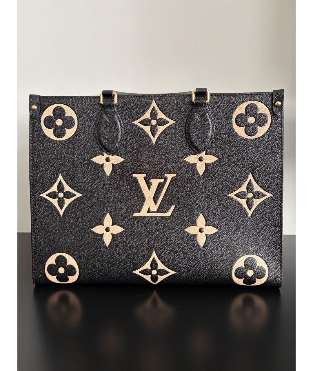 LOUIS VUITTON Черная кожаная сумка тоут, фото 8