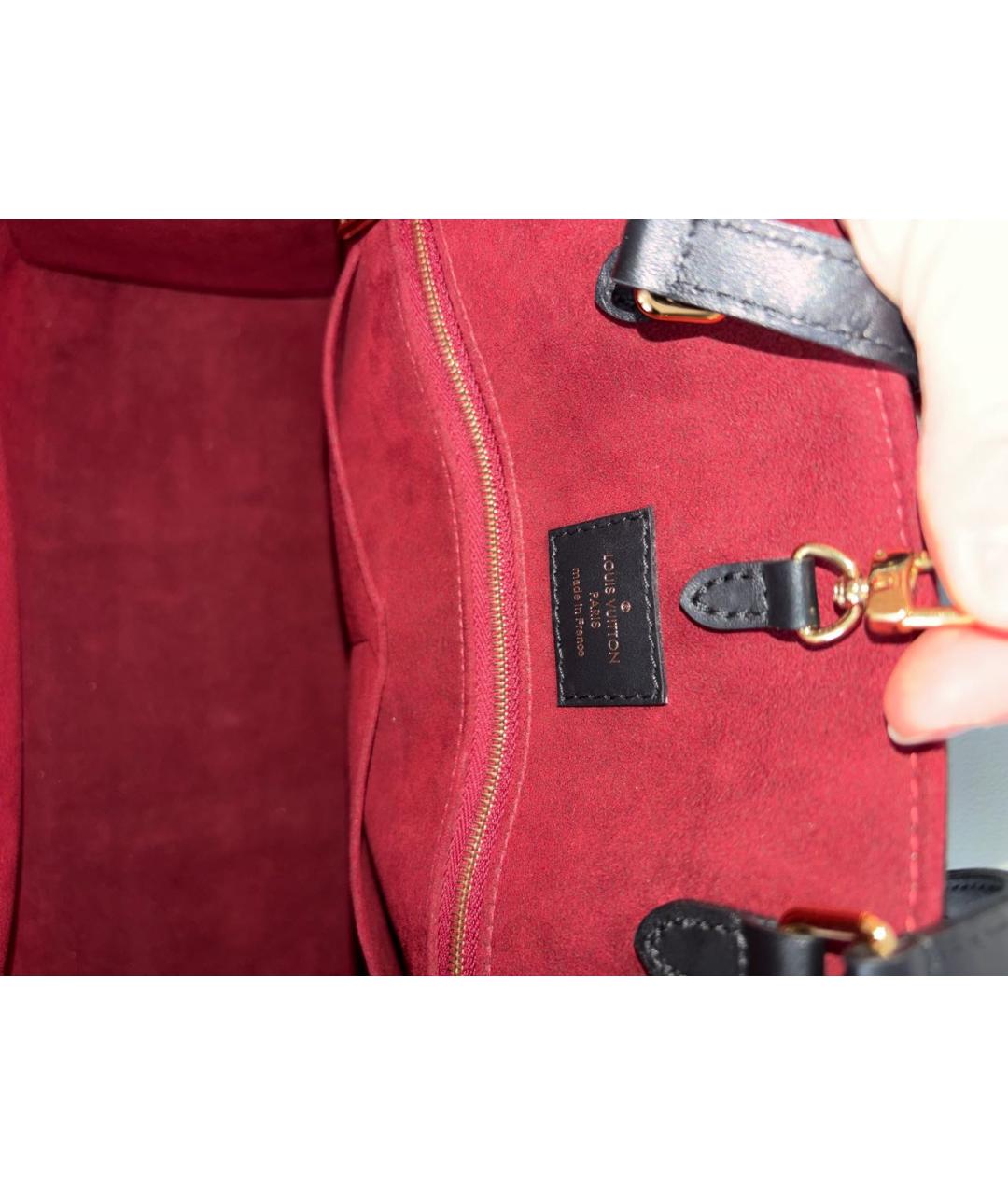 LOUIS VUITTON Черная кожаная сумка тоут, фото 4
