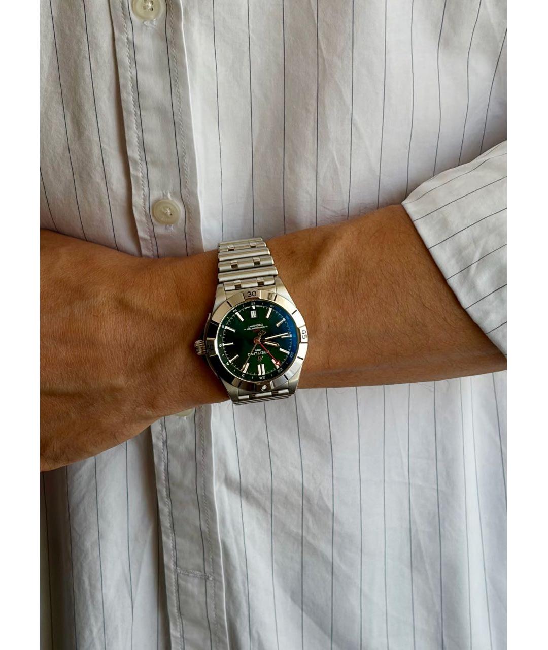 BREITLING Зеленые стальные часы, фото 5