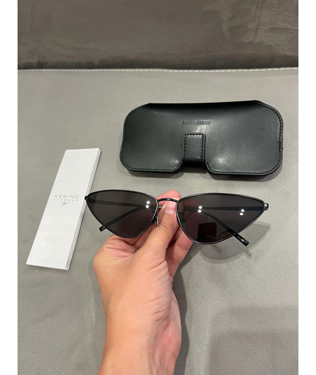 SAINT LAURENT Черные металлические солнцезащитные очки, фото 3