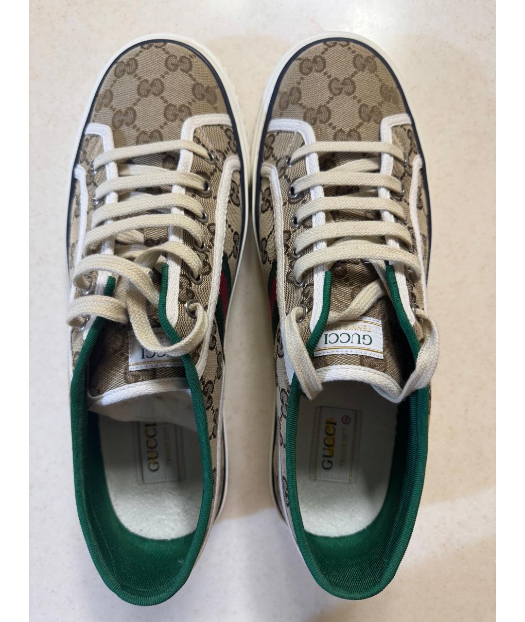 GUCCI Бежевые текстильные низкие кроссовки / кеды, фото 5