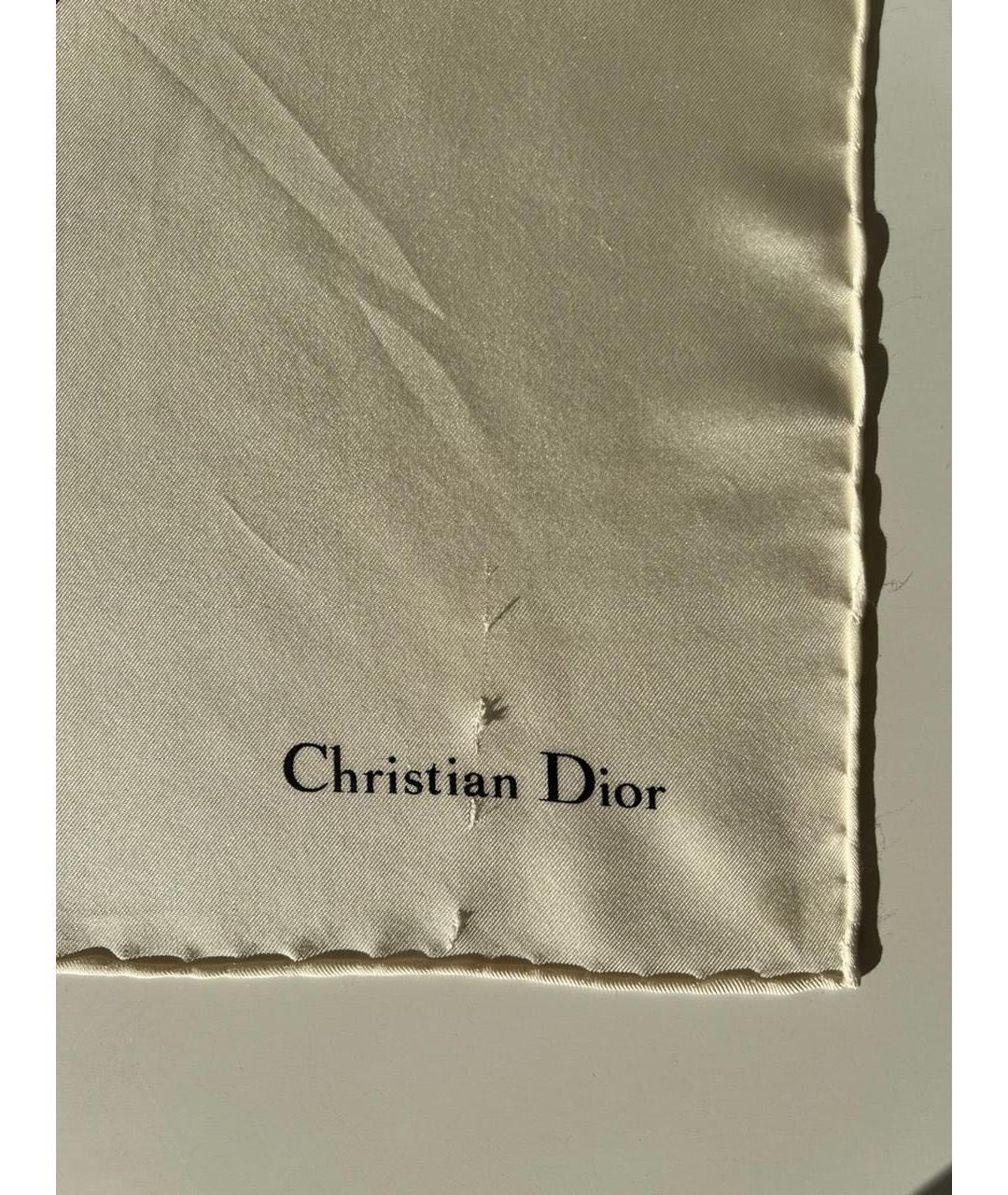 CHRISTIAN DIOR Бежевый кашемировый платок, фото 4