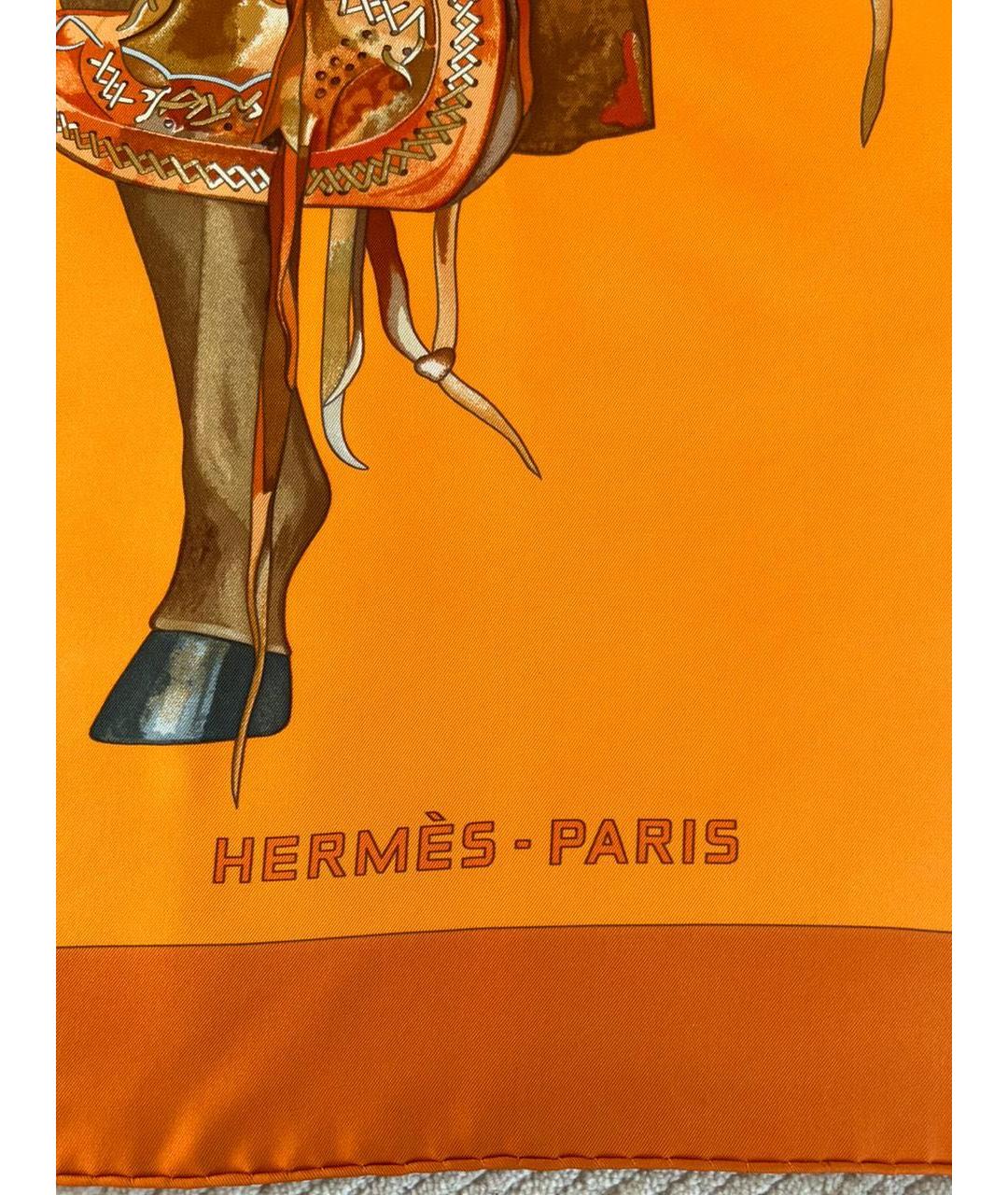 HERMES Оранжевый платок, фото 6