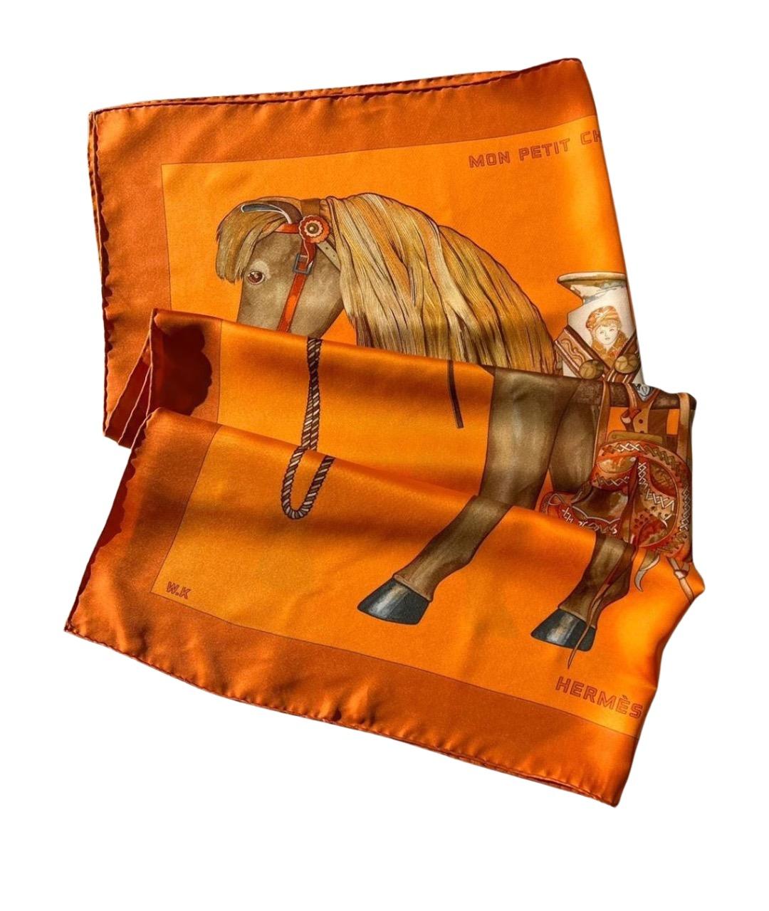HERMES Оранжевый платок, фото 1