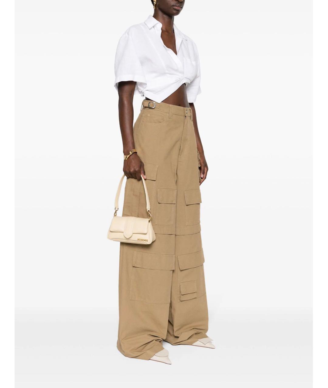 JACQUEMUS Бежевая кожаная сумка через плечо, фото 2