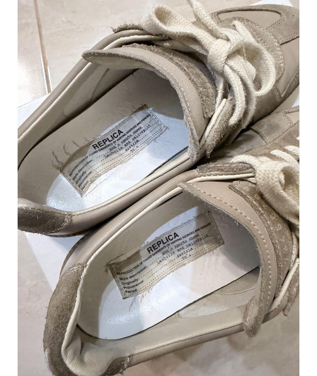 MAISON MARGIELA Бежевые замшевые кеды, фото 3