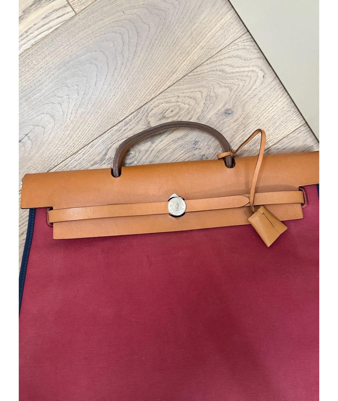 HERMES Бордовая тканевая сумка через плечо, фото 4