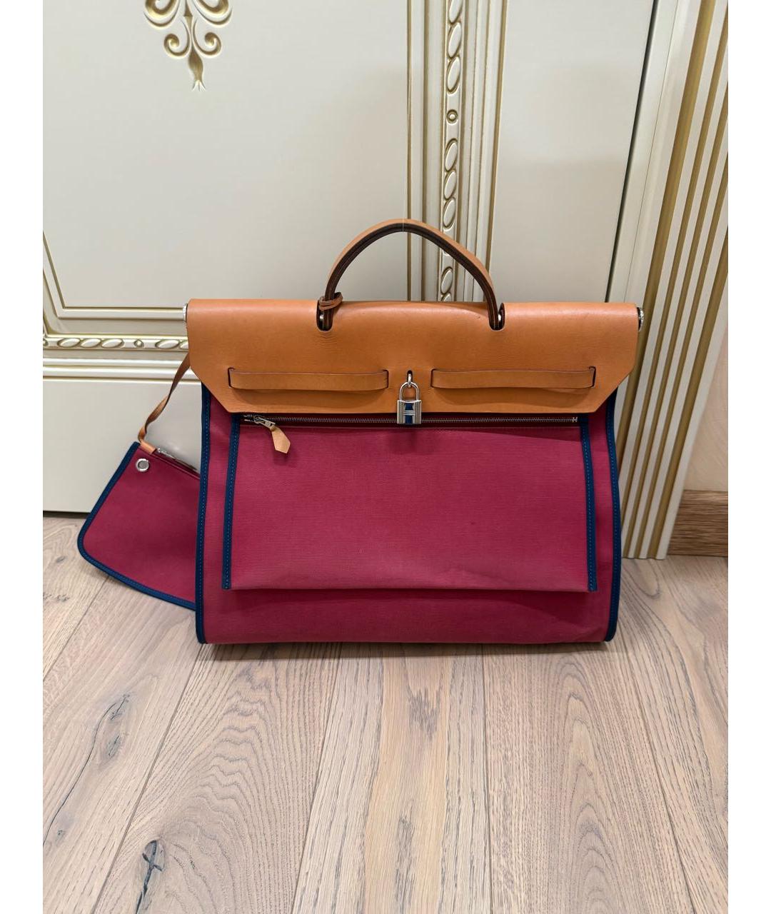 HERMES Бордовая тканевая сумка через плечо, фото 3
