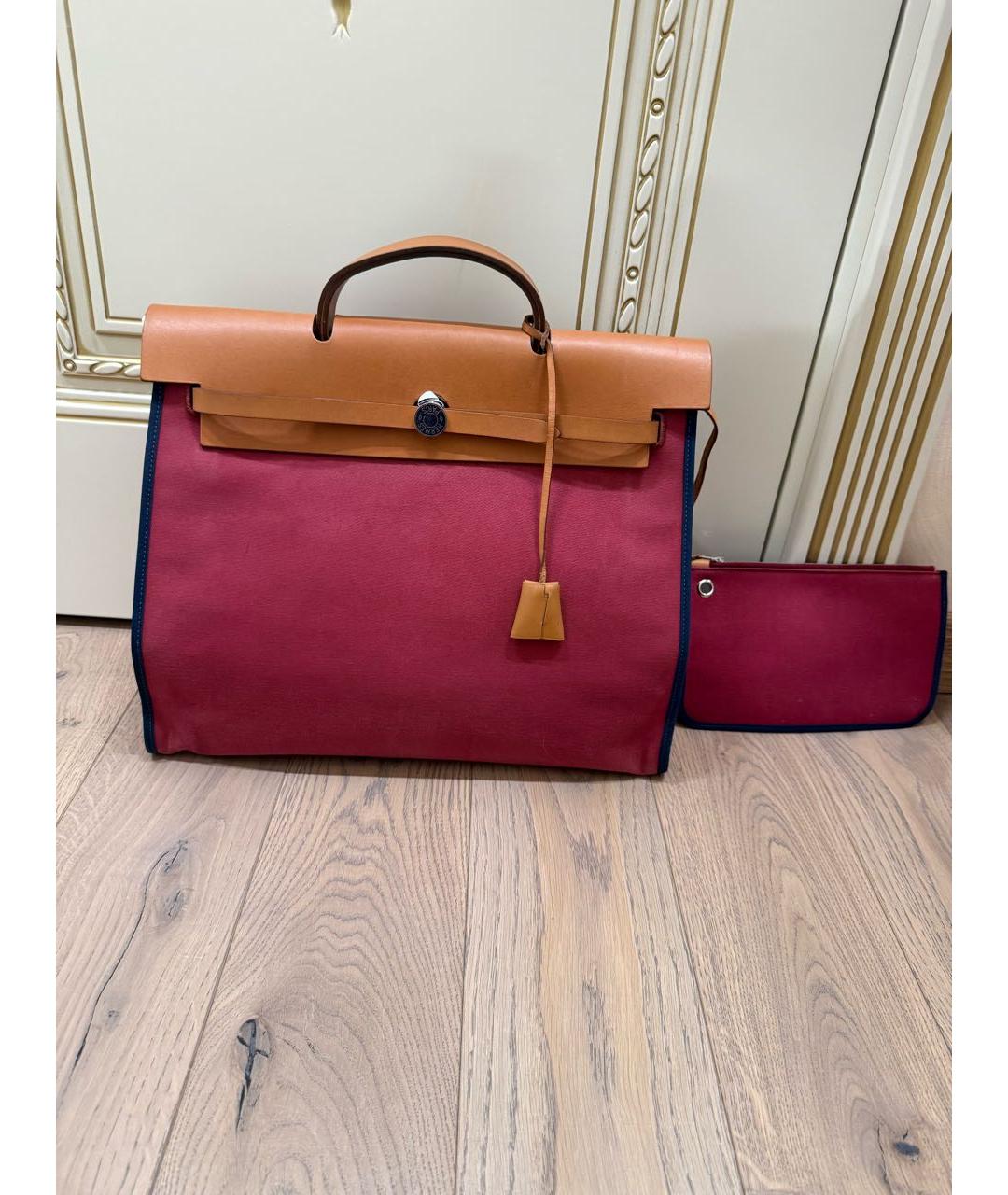 HERMES Бордовая тканевая сумка через плечо, фото 2